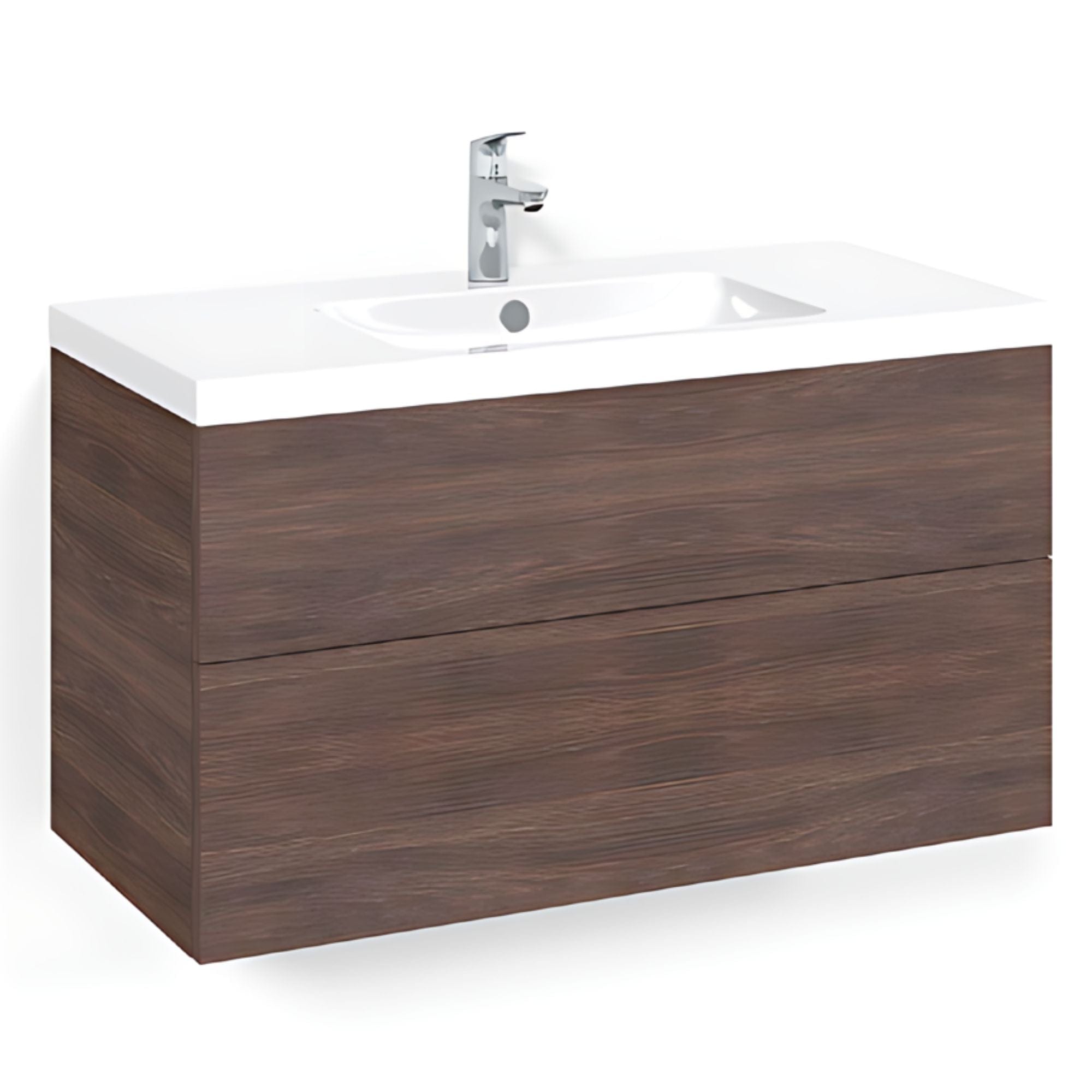 Macro Design CROWN Plain/Push-open Servantskap 2 skuff - med LIGHT servant Brun ask / 100cm / Light 45 Macro Design Servantskap BUN-FSK100BPL45