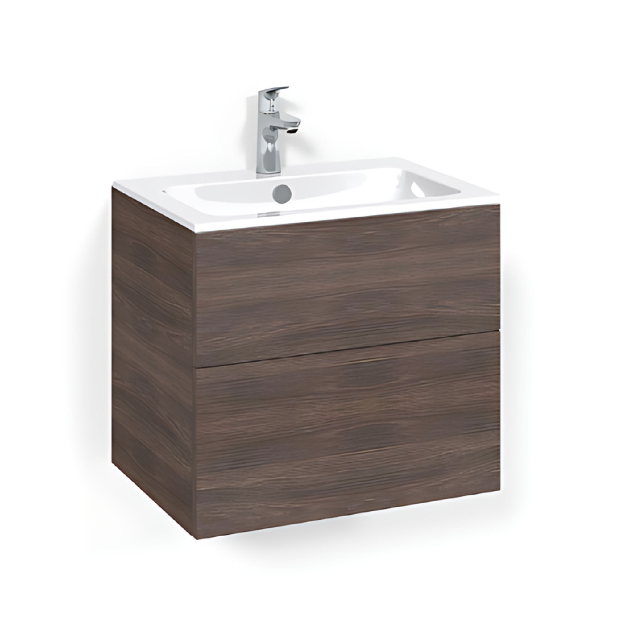 Macro Design CROWN Plain/Push-open Servantskap 2 skuff - med LIGHT servant Brun ask / 60cm / Light 14 Macro Design Servantskap BUN-FSK60BPL14