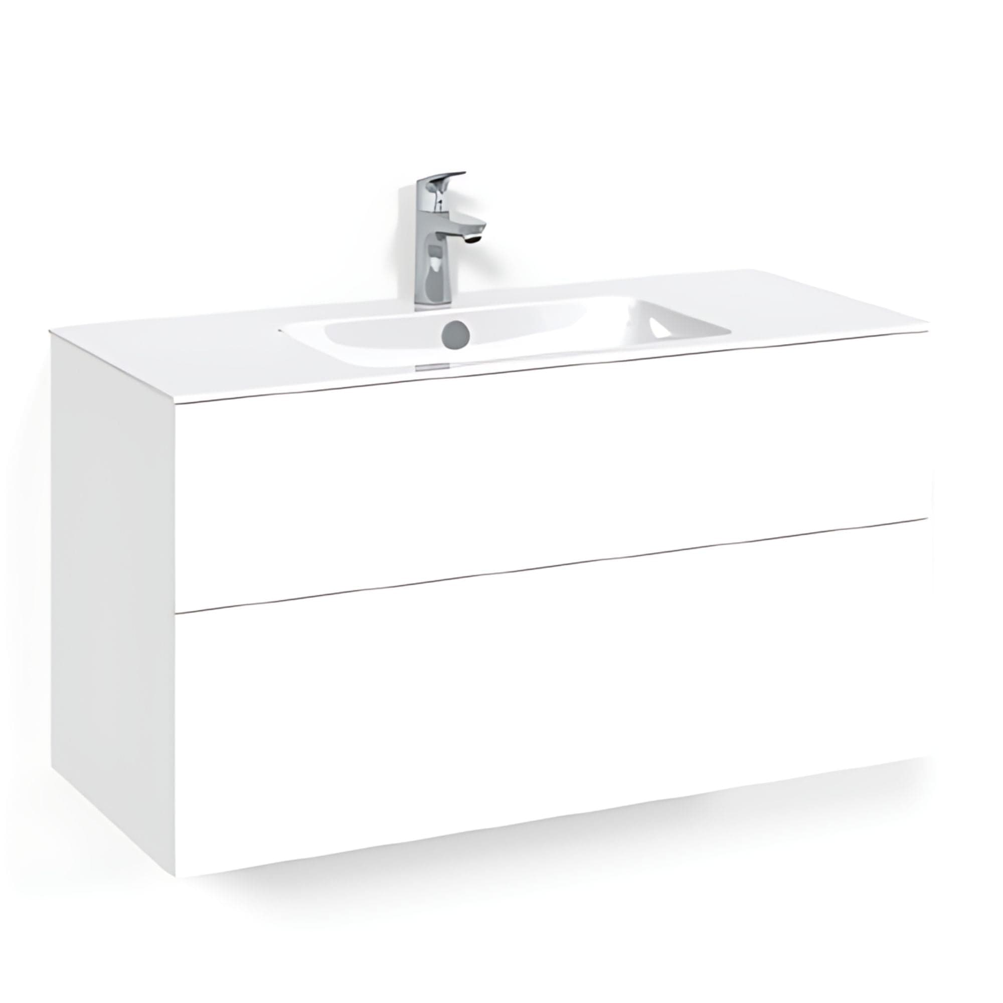 Macro Design CROWN Plain/Push-open Servantskap 2 skuff - med LIGHT servant Hvit / 100cm / Light 8 Macro Design Servantskap BUN-FSK100VPL8