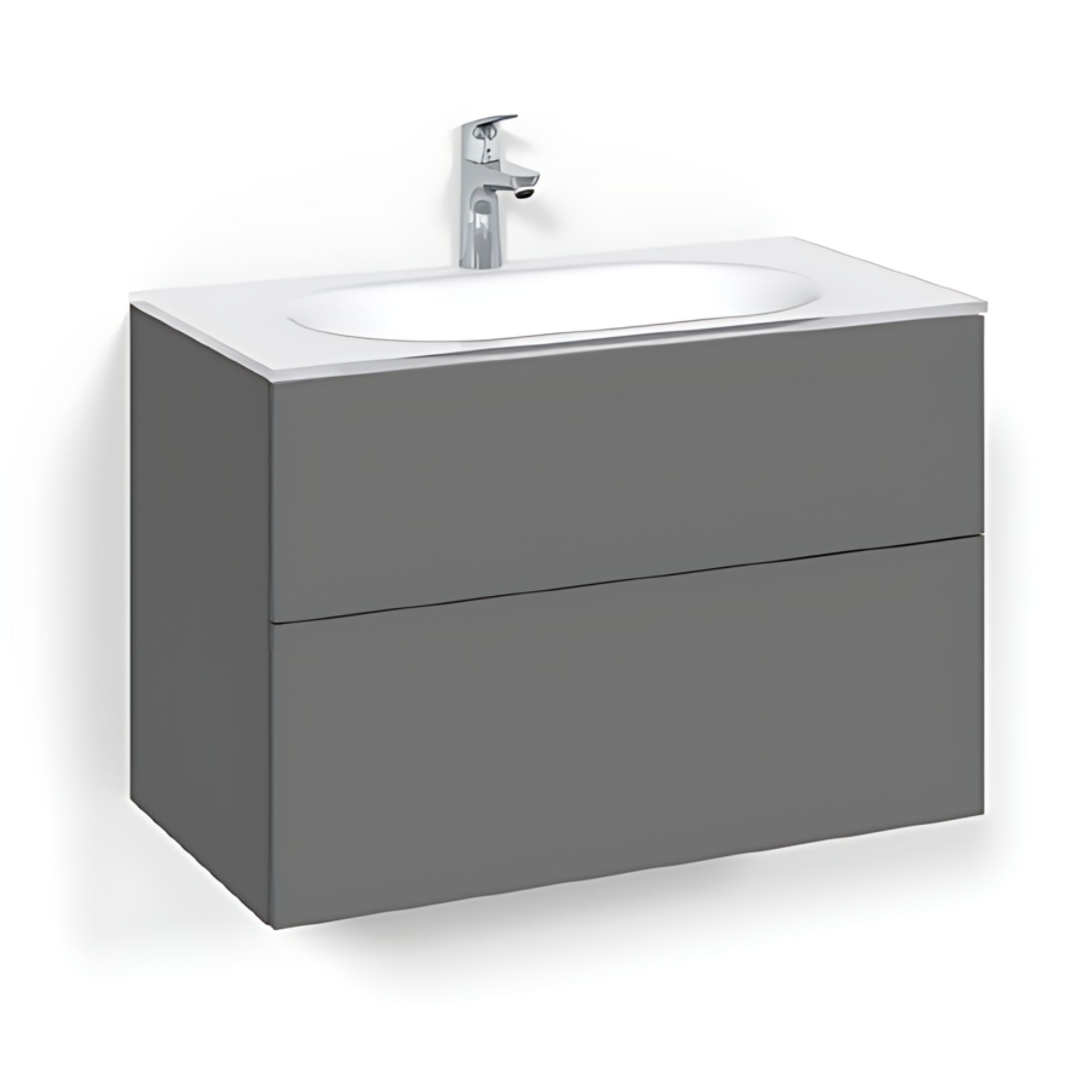 Macro Design CROWN Plain Servantskap 2-skuff - med Glasservant Antrasitt / 80cm / Glass Edge hvit Macro Design Møbelpakke bad BUN-FSK80APG