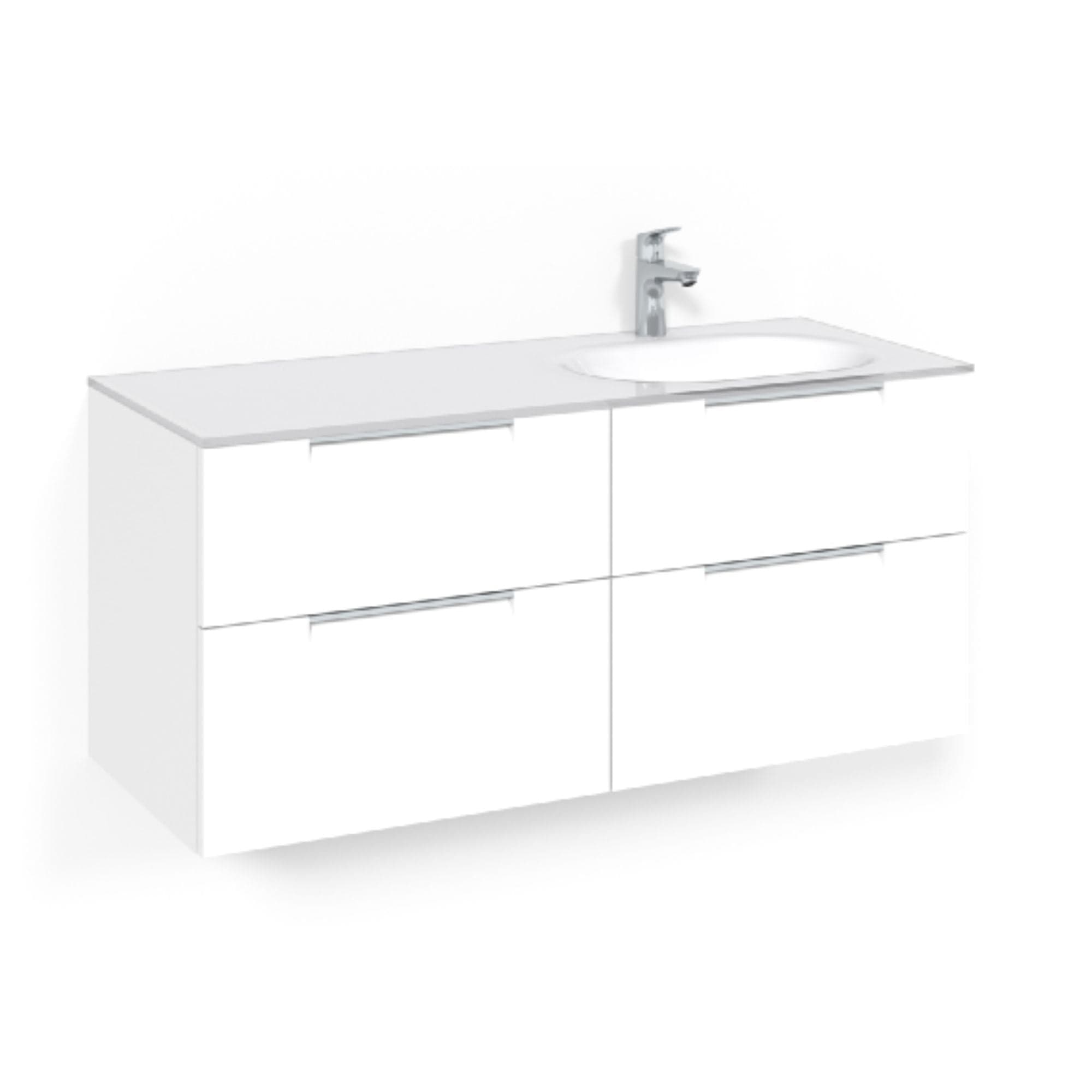 Macro Design CROWN Servantskap 4-skuff - med Høyre Glasservant 120cm Hvit / Grip / Glass Edge hvit Macro Design Møbelpakke bad BUN-FSK120VJVGHH