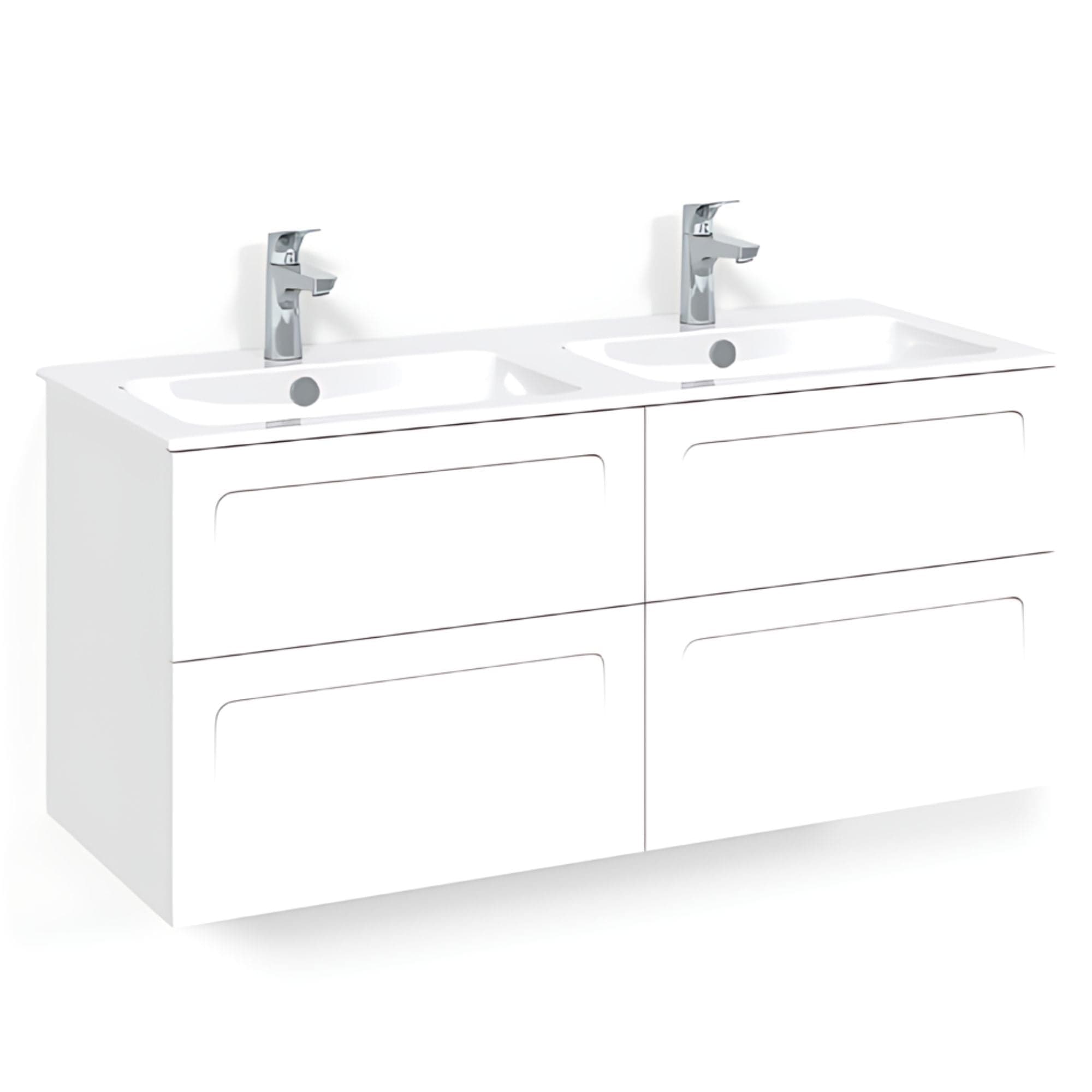 Macro Design CROWN Servantskap skuff - med LIGHT 14 servant 120cm dobbel Hvit / Shape Macro Design Møbelpakke bad BUN-FSK120VSL14