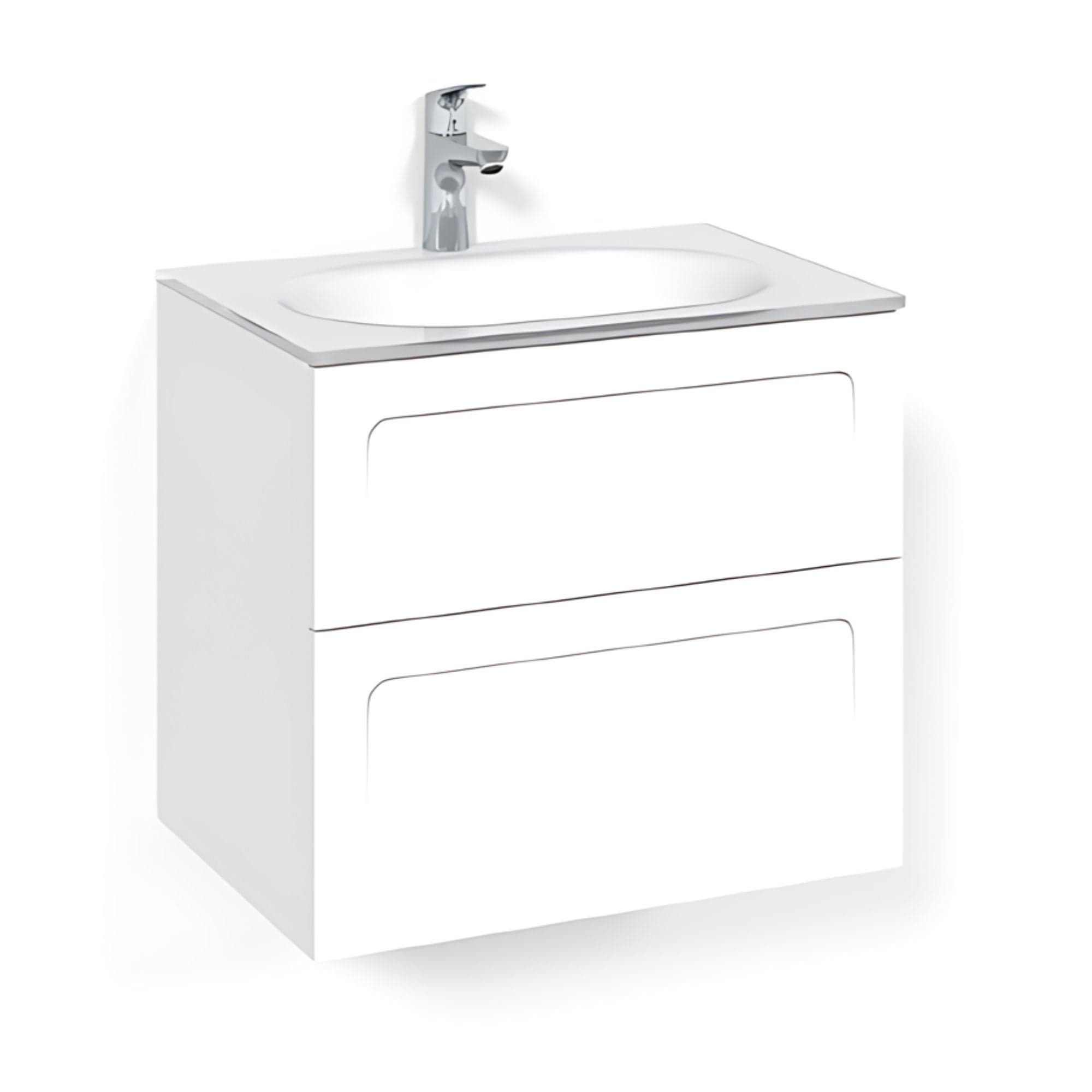 Macro Design CROWN Shape Servantskap 2-skuff - med Glasservant Hvit / 60cm / Glass Edge hvit Macro Design Møbelpakke bad BUN-FSK60VSG