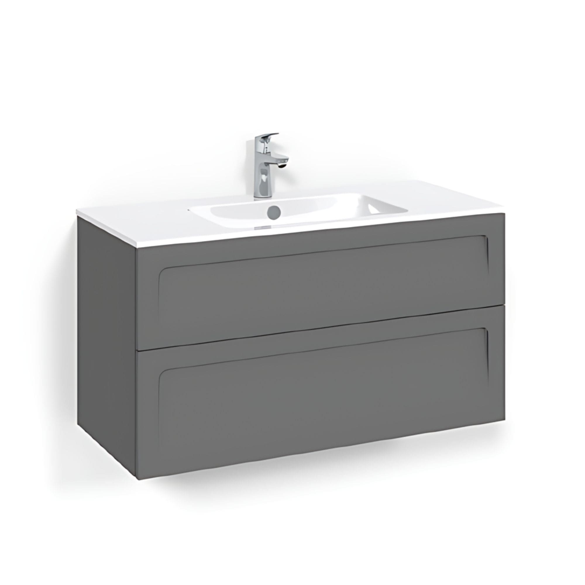 Macro Design CROWN Shape Servantskap 2 skuff - med LIGHT servant Antrasitt / 100cm / Light 14 Macro Design Møbelpakke bad BUN-FSK100ASL14