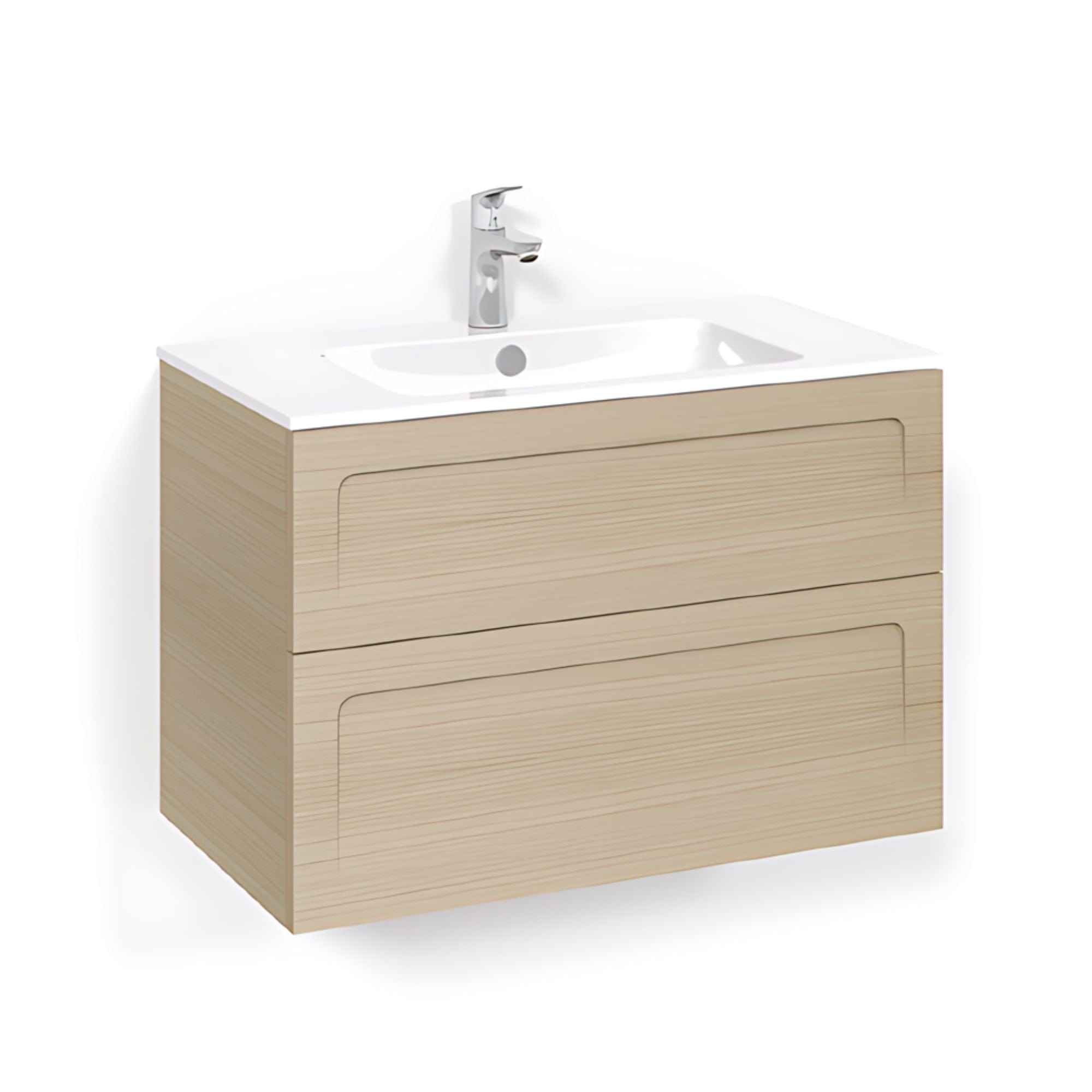 Macro Design CROWN Shape Servantskap 2 skuff - med LIGHT servant Eik / 80cm / Light 14 Macro Design Møbelpakke bad BUN-FSK80ESL14