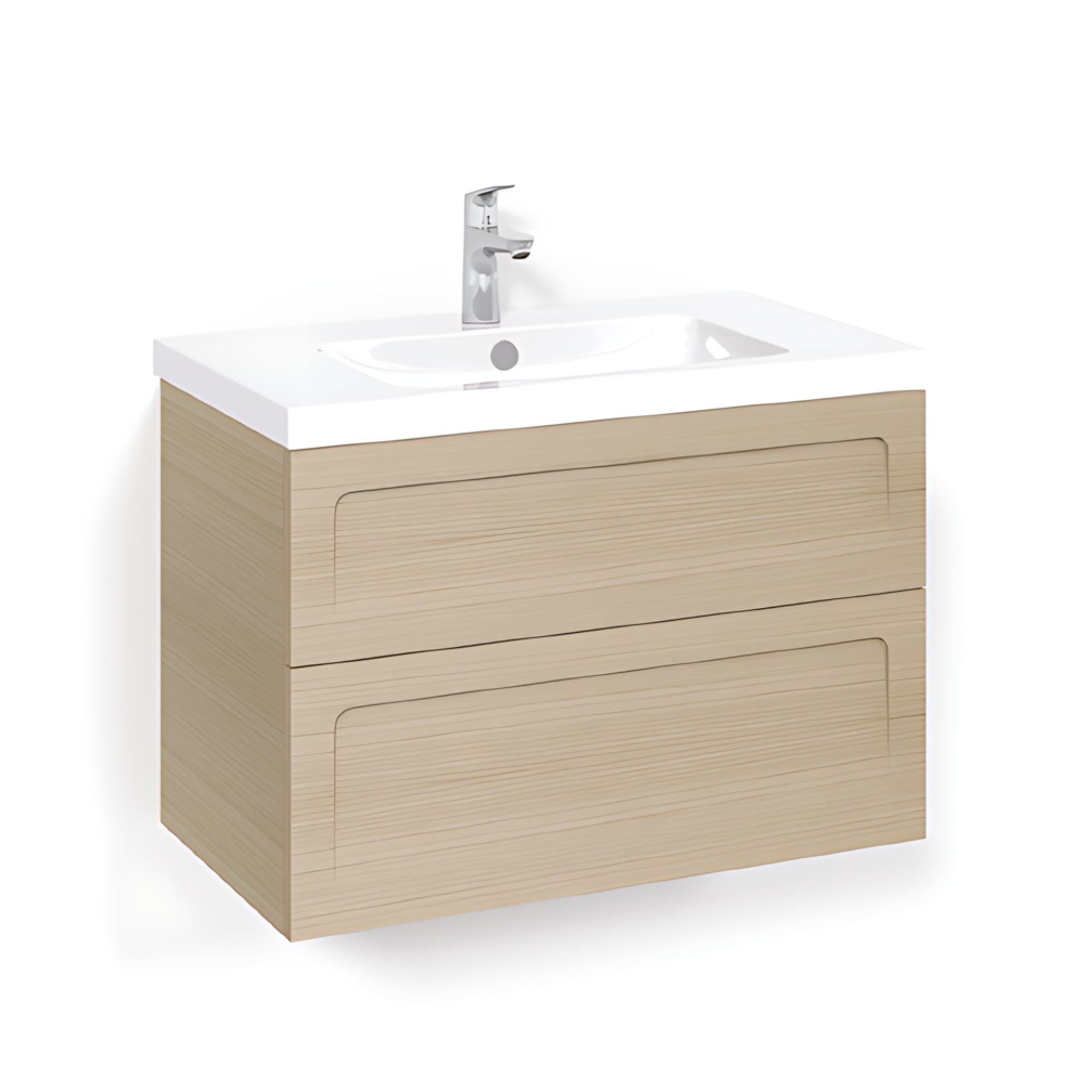 Macro Design CROWN Shape Servantskap 2 skuff - med LIGHT servant Eik / 80cm / Light 45 Macro Design Møbelpakke bad BUN-FSK80ESL45