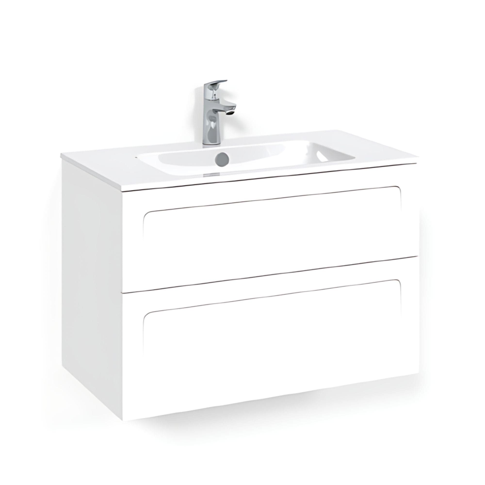 Macro Design CROWN Shape Servantskap 2 skuff - med LIGHT servant Hvit / 80cm / Light 14 Macro Design Møbelpakke bad BUN-FSK80VSL14