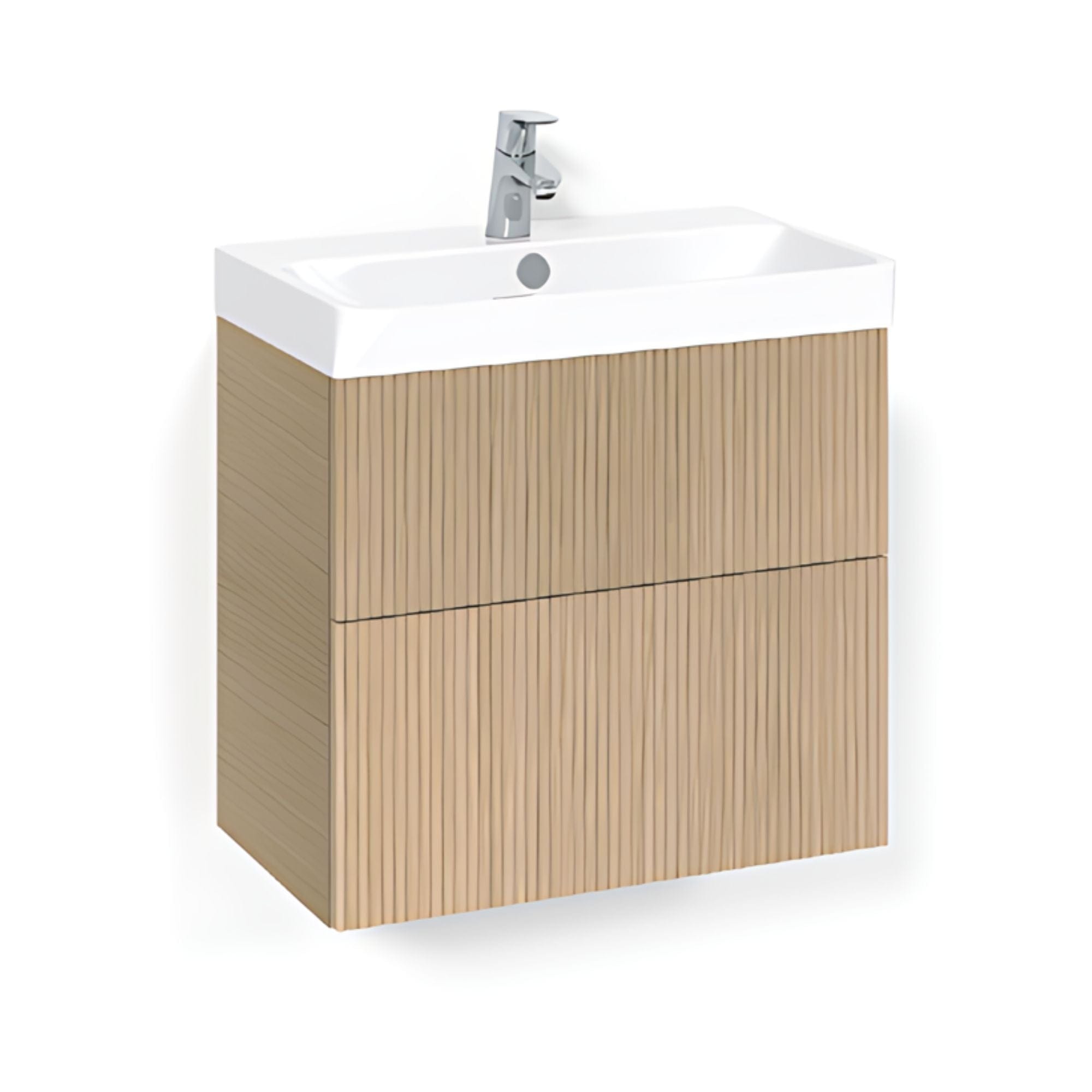 Macro Design CROWN Slim Line servantskap 2 Skuff- med LIGHT 70 servant Eik / 60cm / Line Macro Design Møbelpakke bad BUN-FSK6035ELL