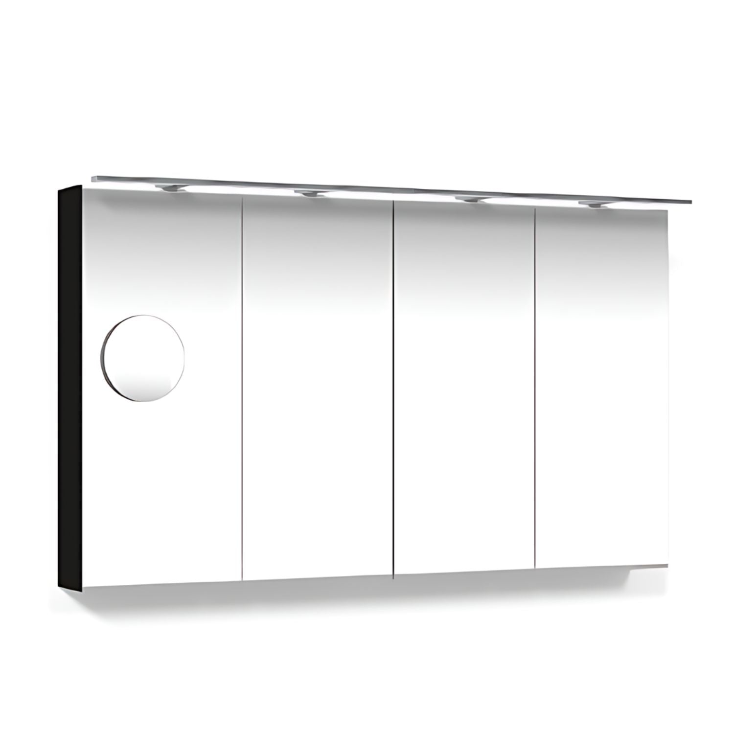 Macro Design CROWN Speilskap Rampe-belysning med forstørrelsesspeil Svart matt / 120cm Macro Design Speilskap GRO-FCS120SBRLF