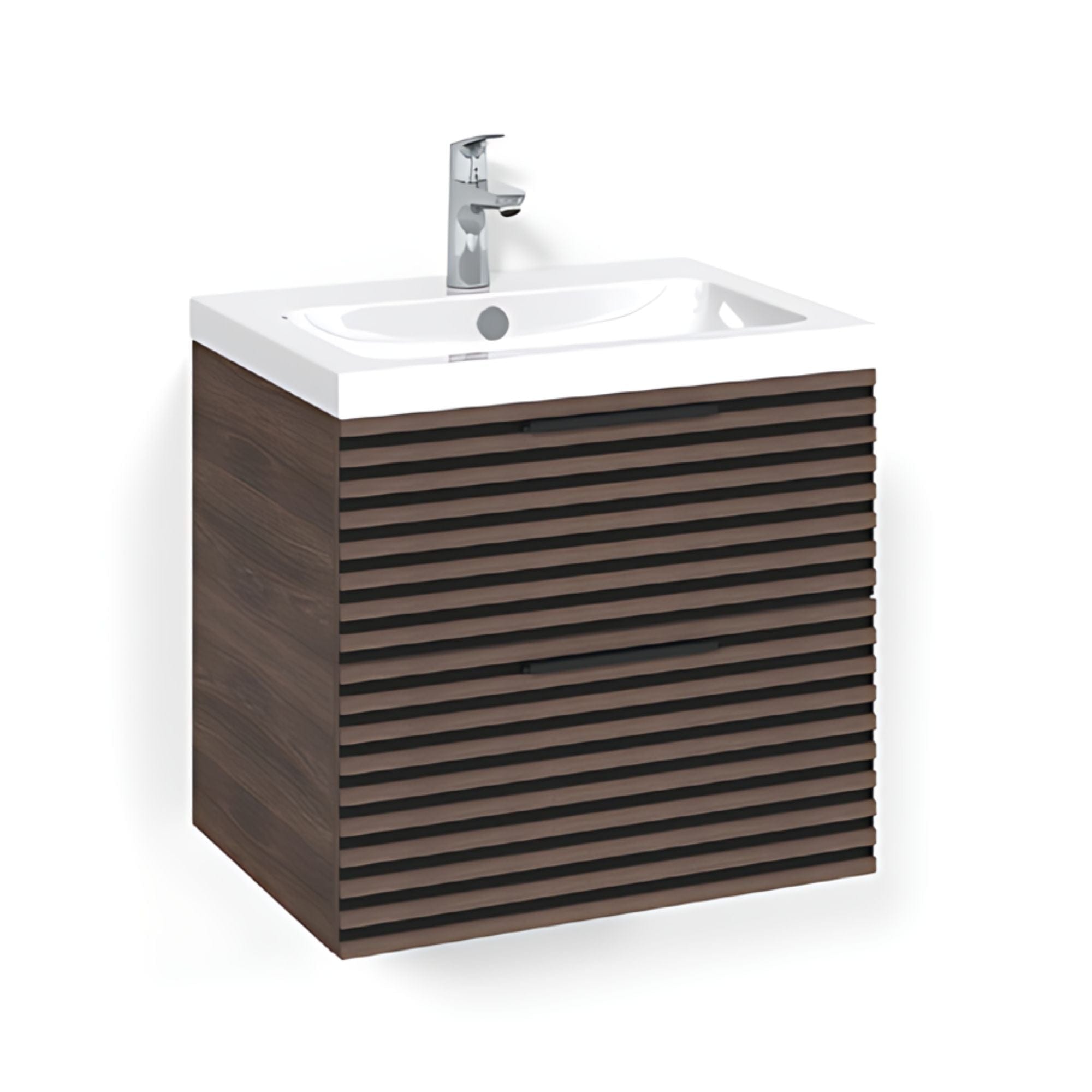 Macro Design CROWN Stripe Servantskap 2 skuff - med LIGHT servant Brun ask / 60cm / Light 45 Macro Design Servantskap