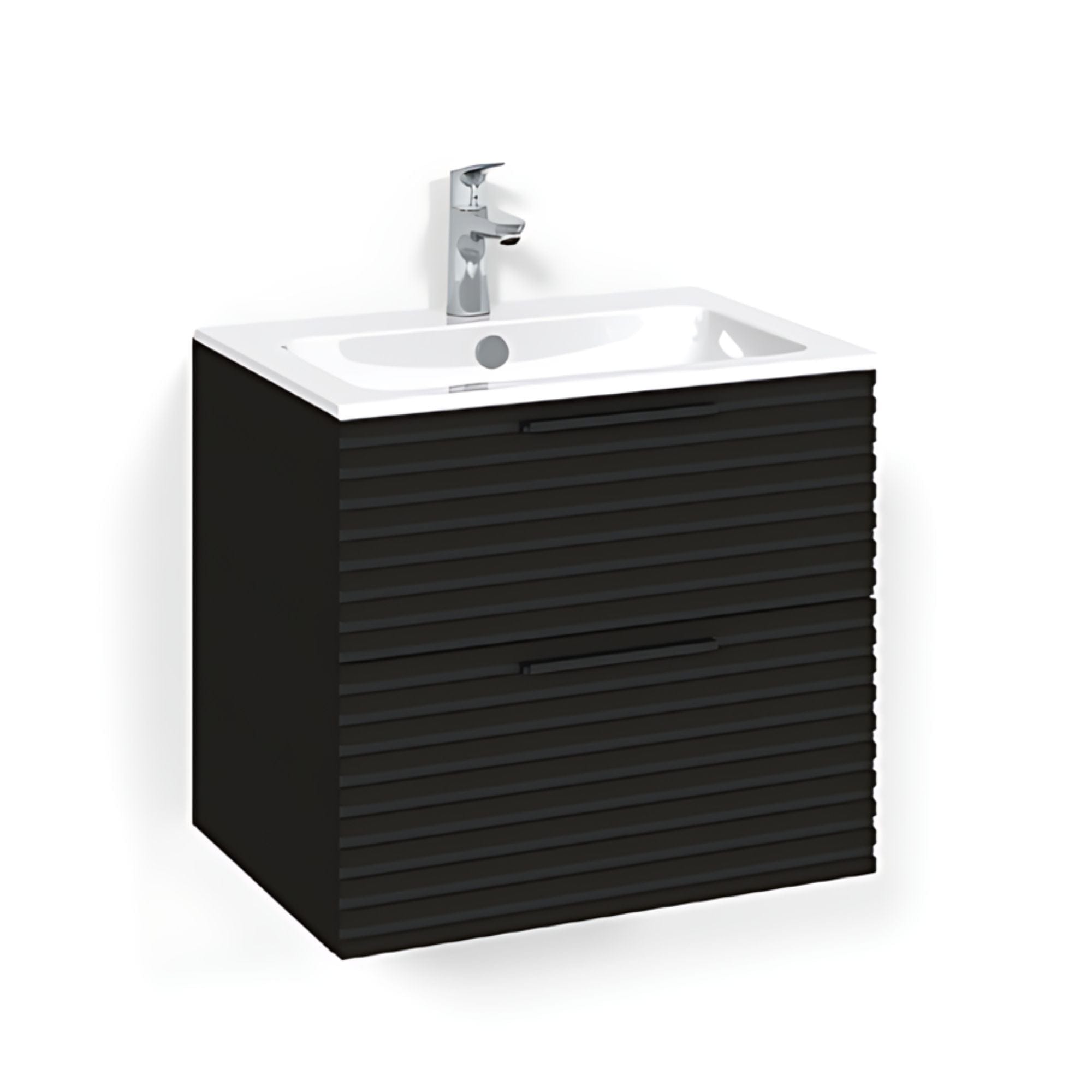 Macro Design CROWN Stripe Servantskap 2 skuff - med LIGHT servant Svart eik / 60cm / Light 14 Macro Design Servantskap BUN-FSK60SZL14