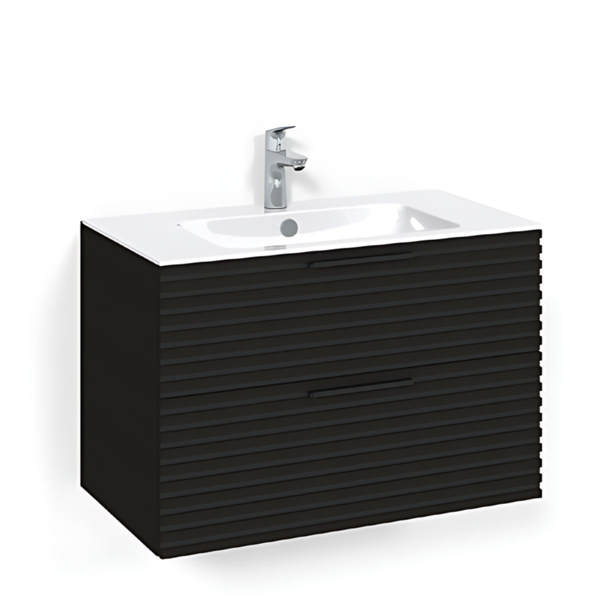 Macro Design CROWN Stripe Servantskap 2 skuff - med LIGHT servant Svart eik / 80cm / Light 8 Macro Design Møbelpakke bad BUN-FSK80SZL8