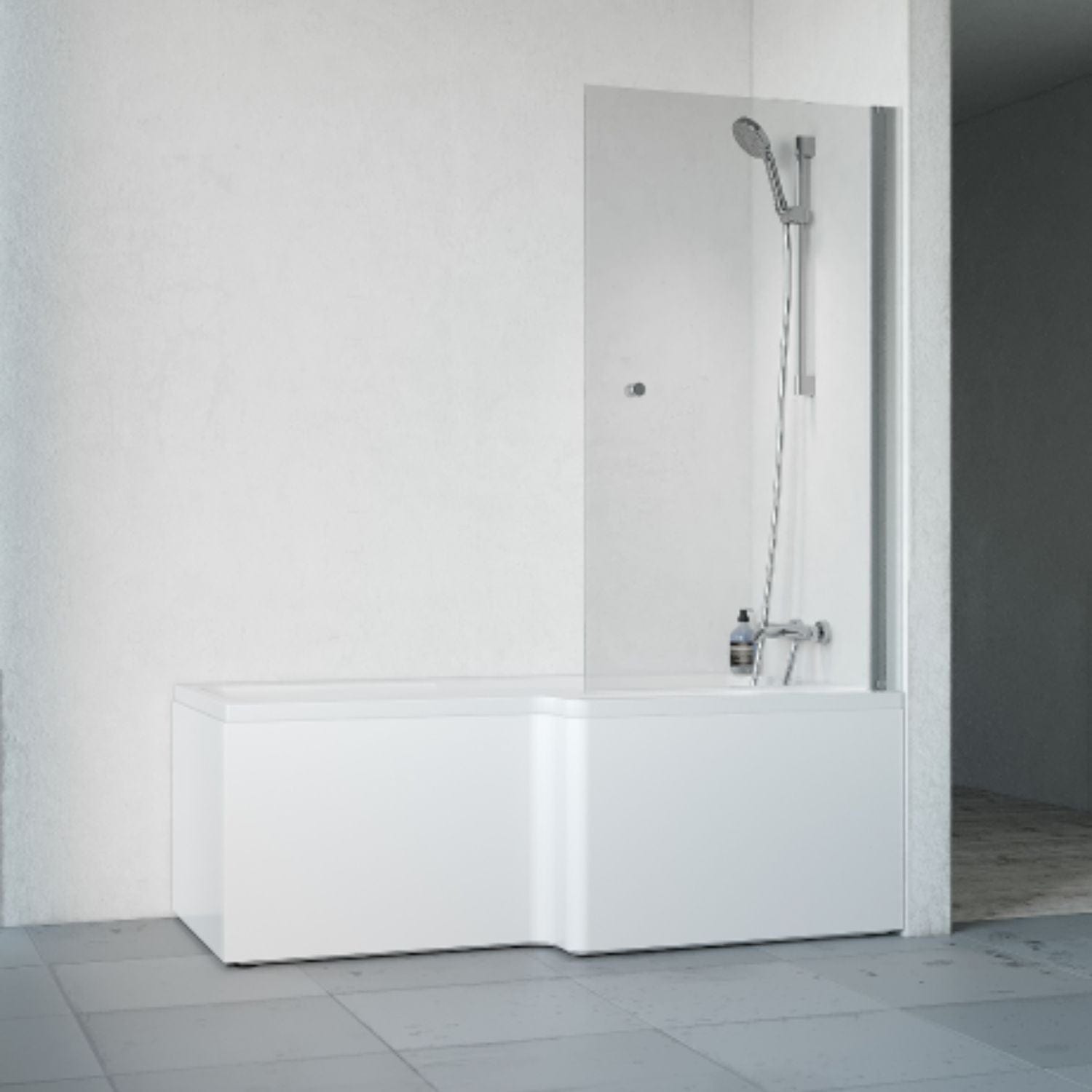 Macro Design Divine Badekar med Spirit Dusjvegger Krom / 80cm / Høyre Macro Design Badekarvegg BUN-DSBADHS80GKKL