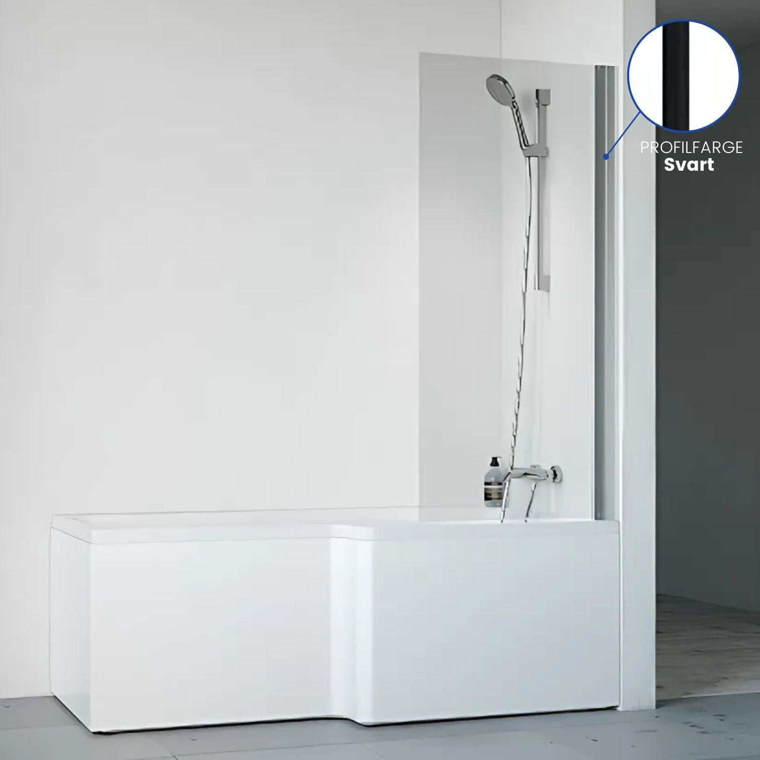 Macro Design Divine Badekar med Spirit Dusjvegger Svart / 65cm / Høyre Macro Design Hjørnebadekar BUN-DSBADHS65SKL