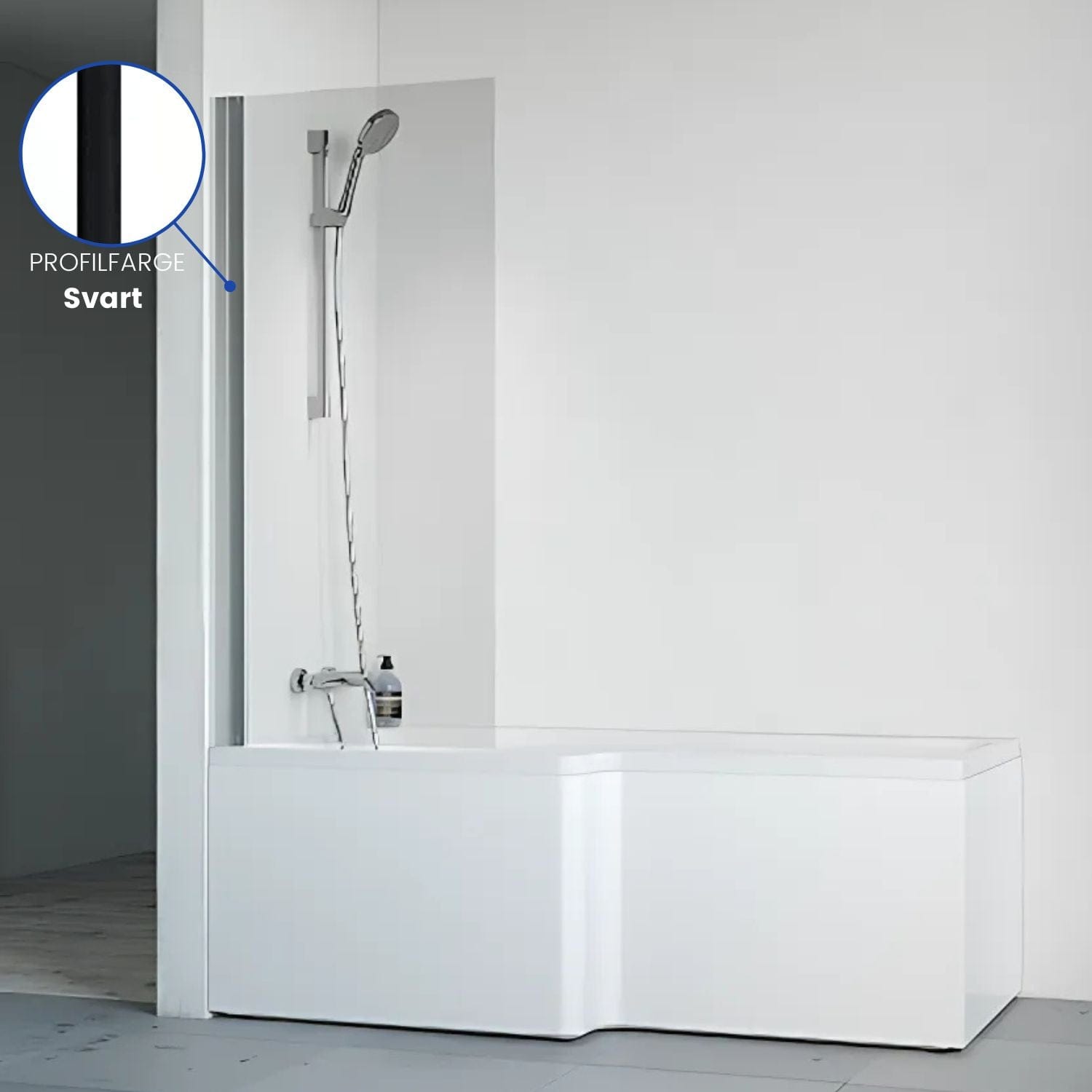 Macro Design Divine Badekar med Spirit Dusjvegger Svart / 65cm / Venstre Macro Design Hjørnebadekar BUN-DSBADVS65SKL