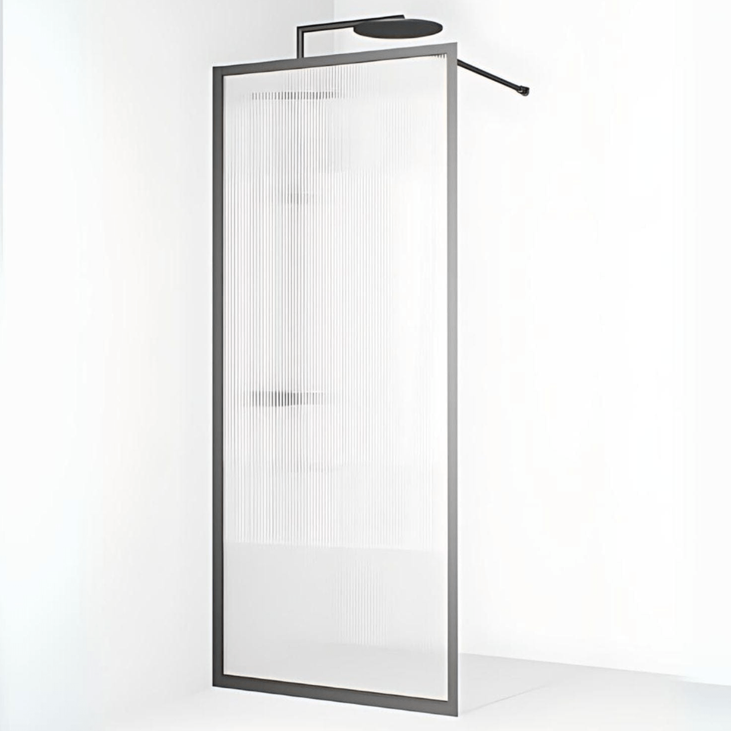 Macro Design Empire Dusj Skjermvegg Fast - med Gunmetal profil Macro Design Dusjnisje