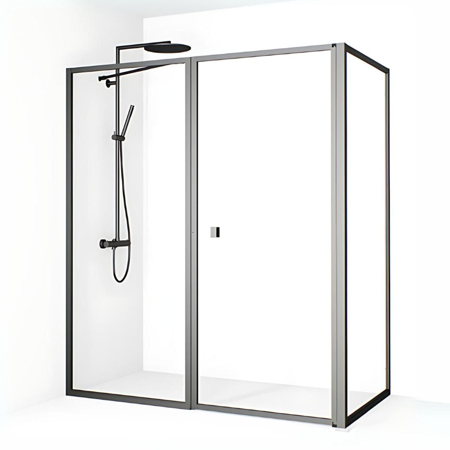 Macro Design EMPIRE Dusjhjørne L Klart glass Gunmetal Gunmetal / 76x75+78cm / Klart glass Macro Design Dusjhjørne BUN-DEL767578GKL