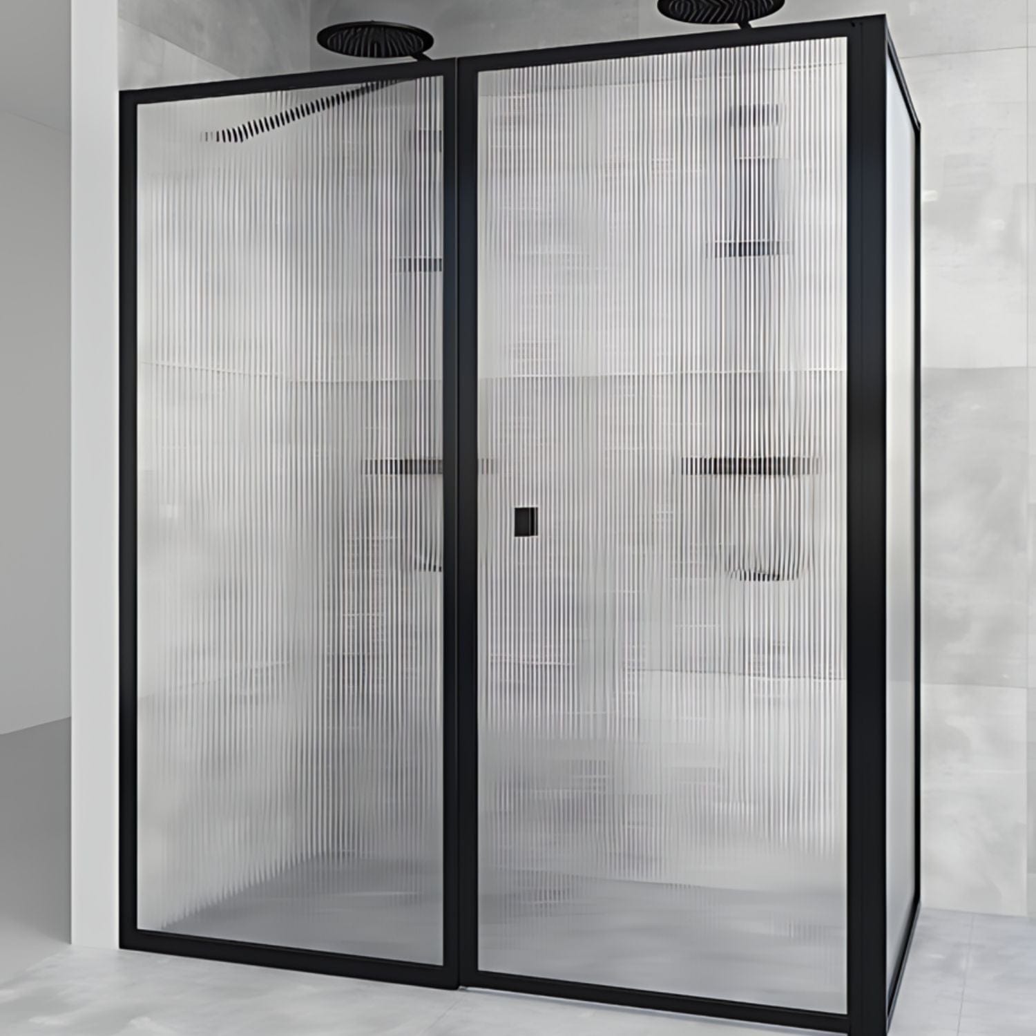 Macro Design EMPIRE Dusjhjørne L Linjeglass Svart matt / 76x75+78cm Macro Design Dusjhjørne BUN-DEL767578SLI