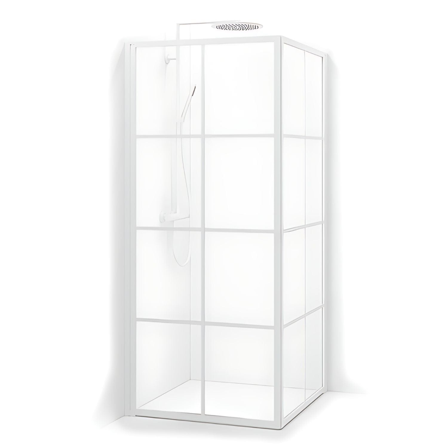 Macro Design Empire Dusjhjørne - med Hvit profil Hvit / 79x79cm / Klart glass med sprosser Macro Design Dusjhjørne BUN-DEH8080SVKL