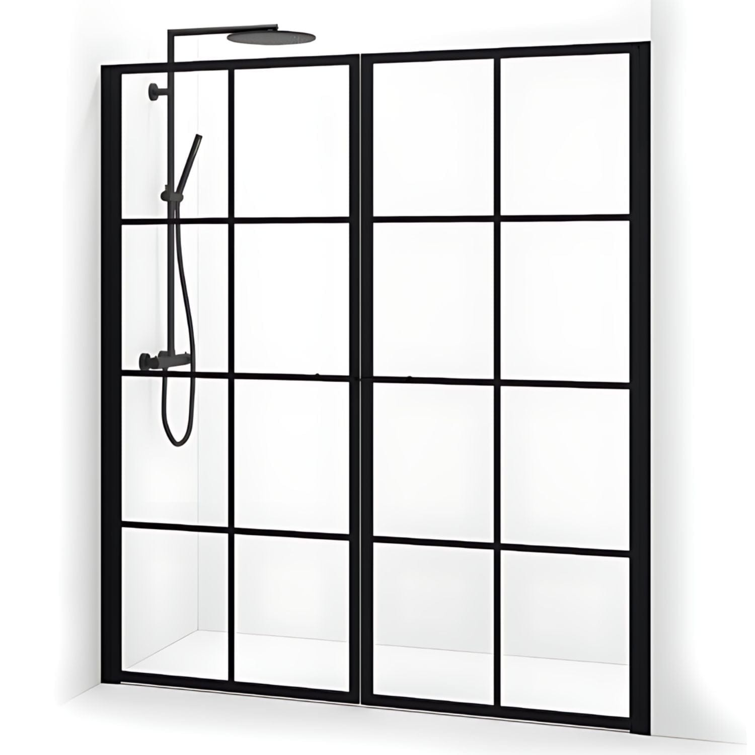 Macro Design Empire Nisjedusj Saloon Svart matt / 156-159cm / Klart glass med sprosser Macro Design Dusjnisje BUN-DESA156SSKL