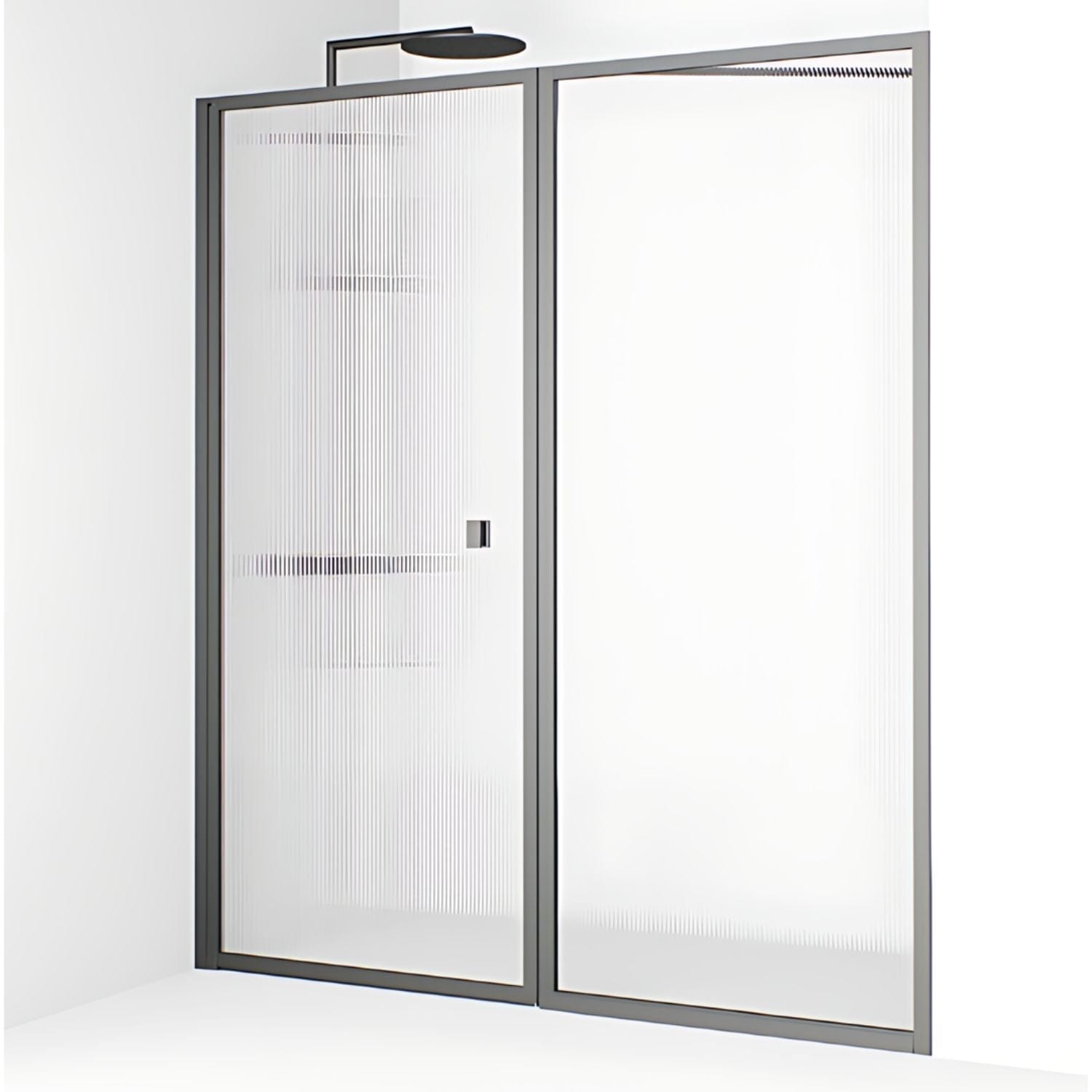 Macro Design Empire Nisjedusj Swing - med Gunmetal profil Gunmetal / 75+78cm / Briljant linjeglass Macro Design Dusjnisje BUN-DESWN7578GLI