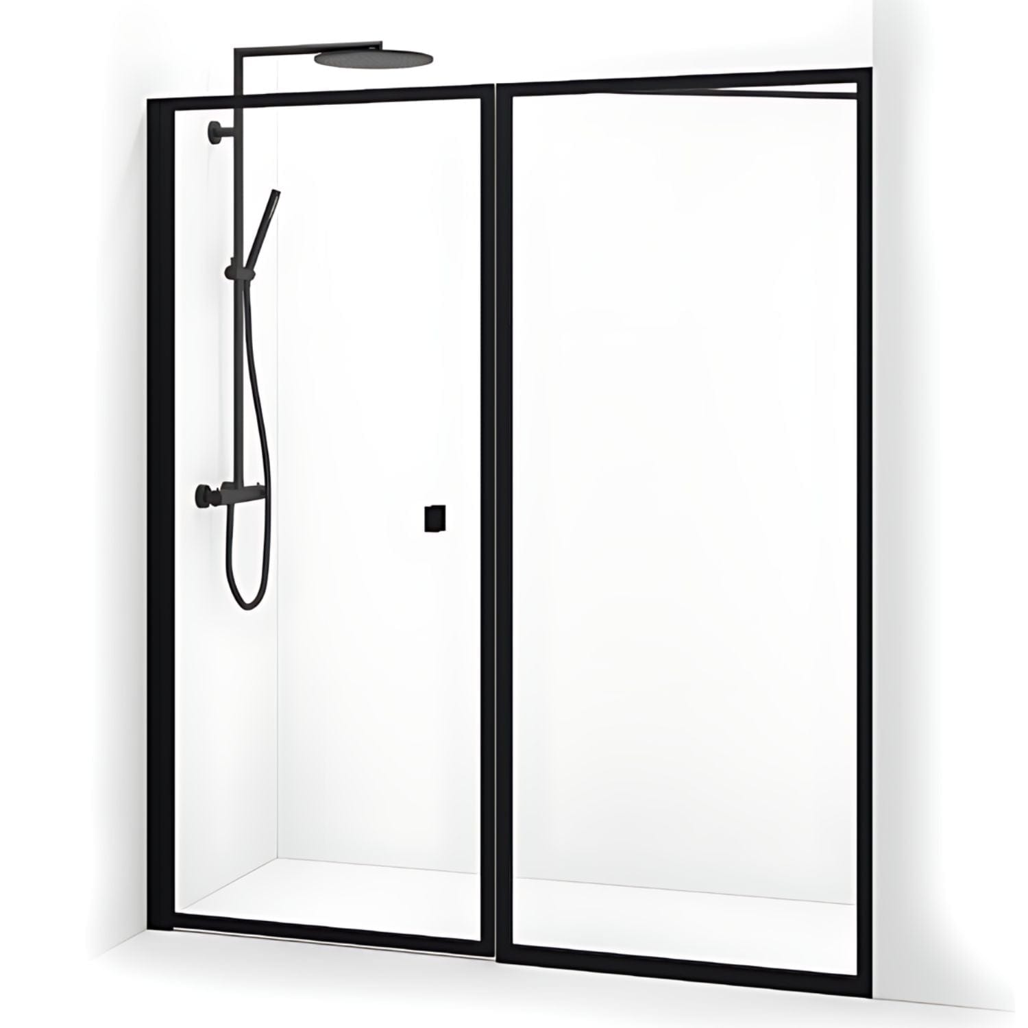 Macro Design Empire Nisjedusj Swing - med Svart matt profil Svart matt / 45+78cm / Klart glass Macro Design Dusjnisje BUN-DESWN4578SKL