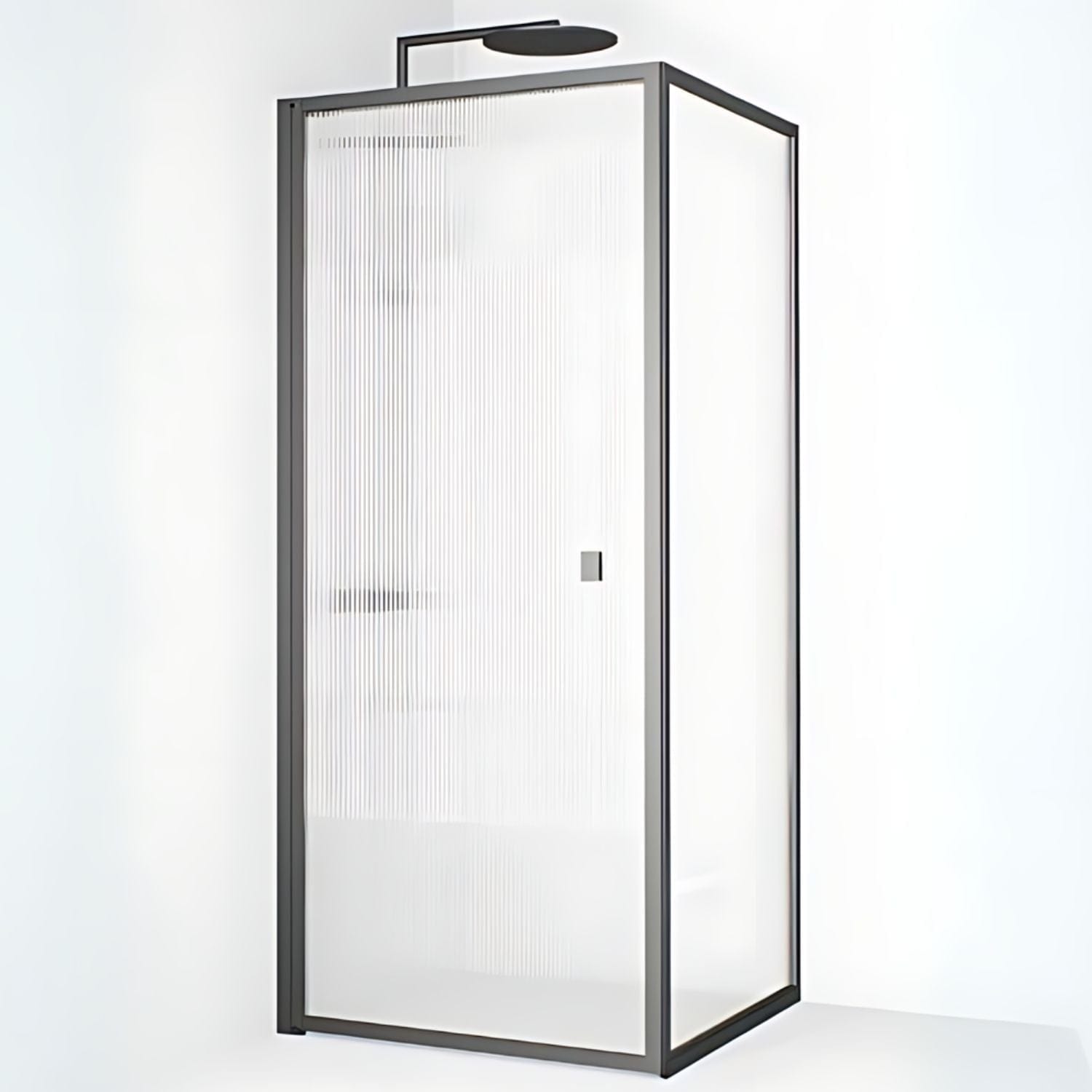 Macro Design Empire Swing Dusjhjørne - med Gunmetal profil Gunmetal / 79x79cm / Briljant linjeglass Macro Design Dusjhjørne BUN-DESW8080GLI