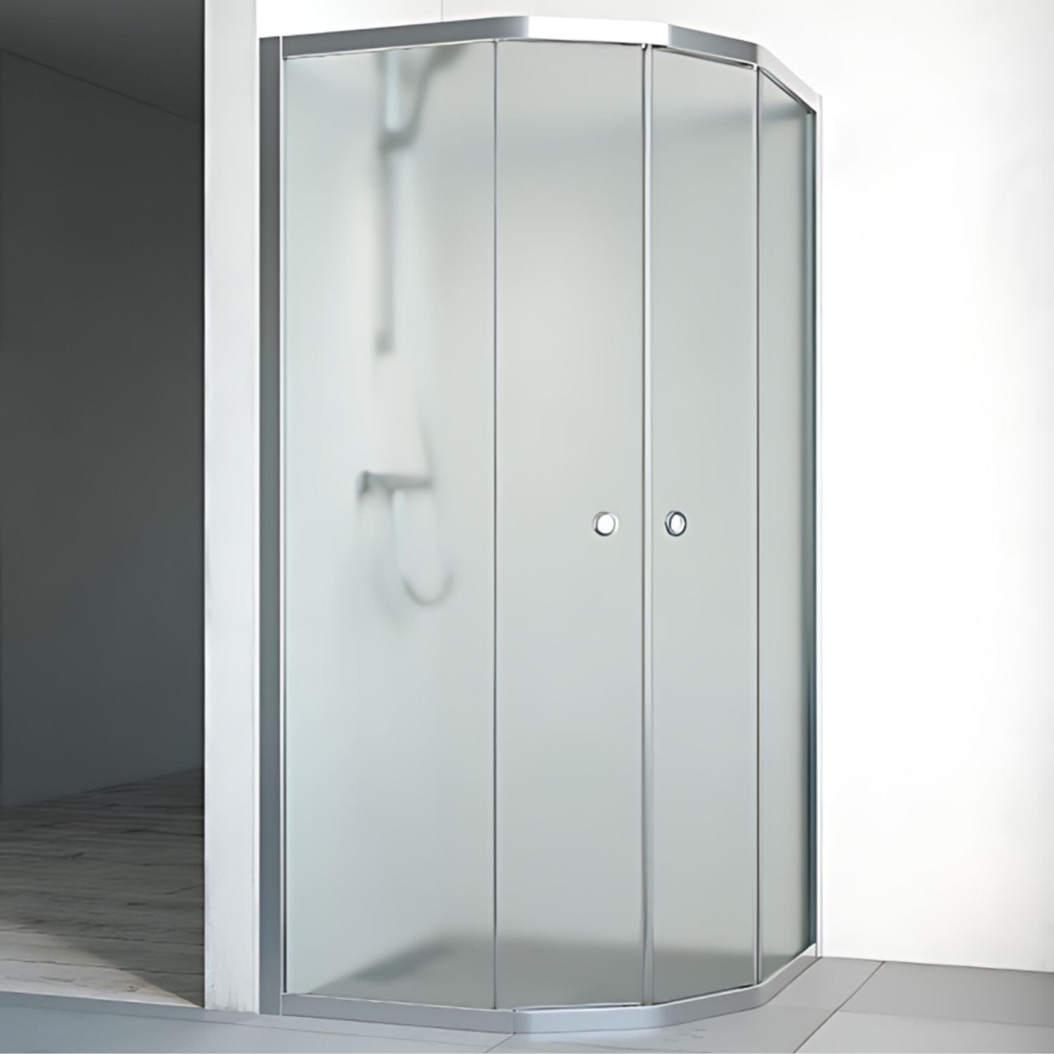 Macro Design FLOW Dusjhjørne Semi Matt aluminium / 71x91cm / Ice glass Macro Design Dusjnisje BUN-DHFS79NIC