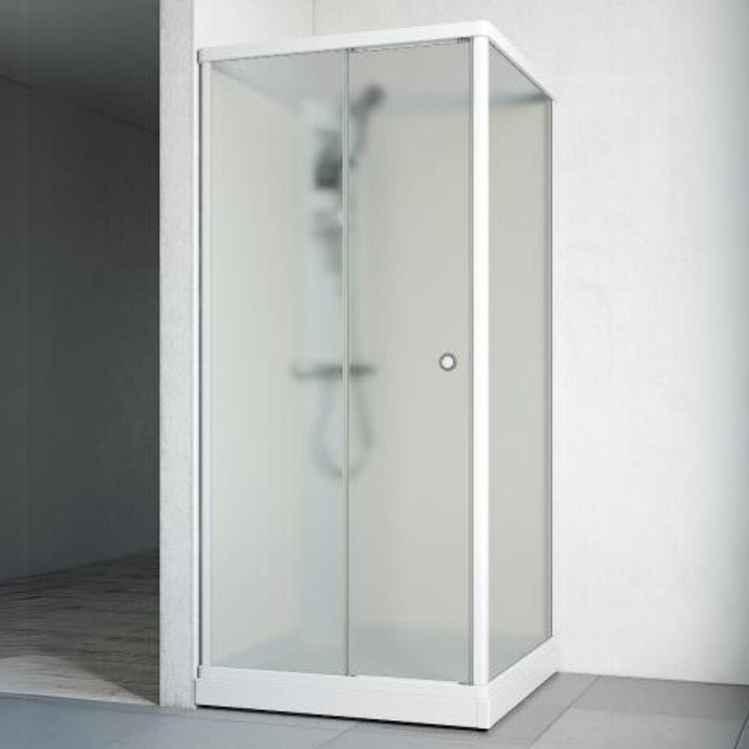 Macro Design FLOW Front Dusjkabinett Standard Ice Hvit / 81x81cm / Hvit glass Macro Design Dusjkabinett BUN-DKFFYB88VICV