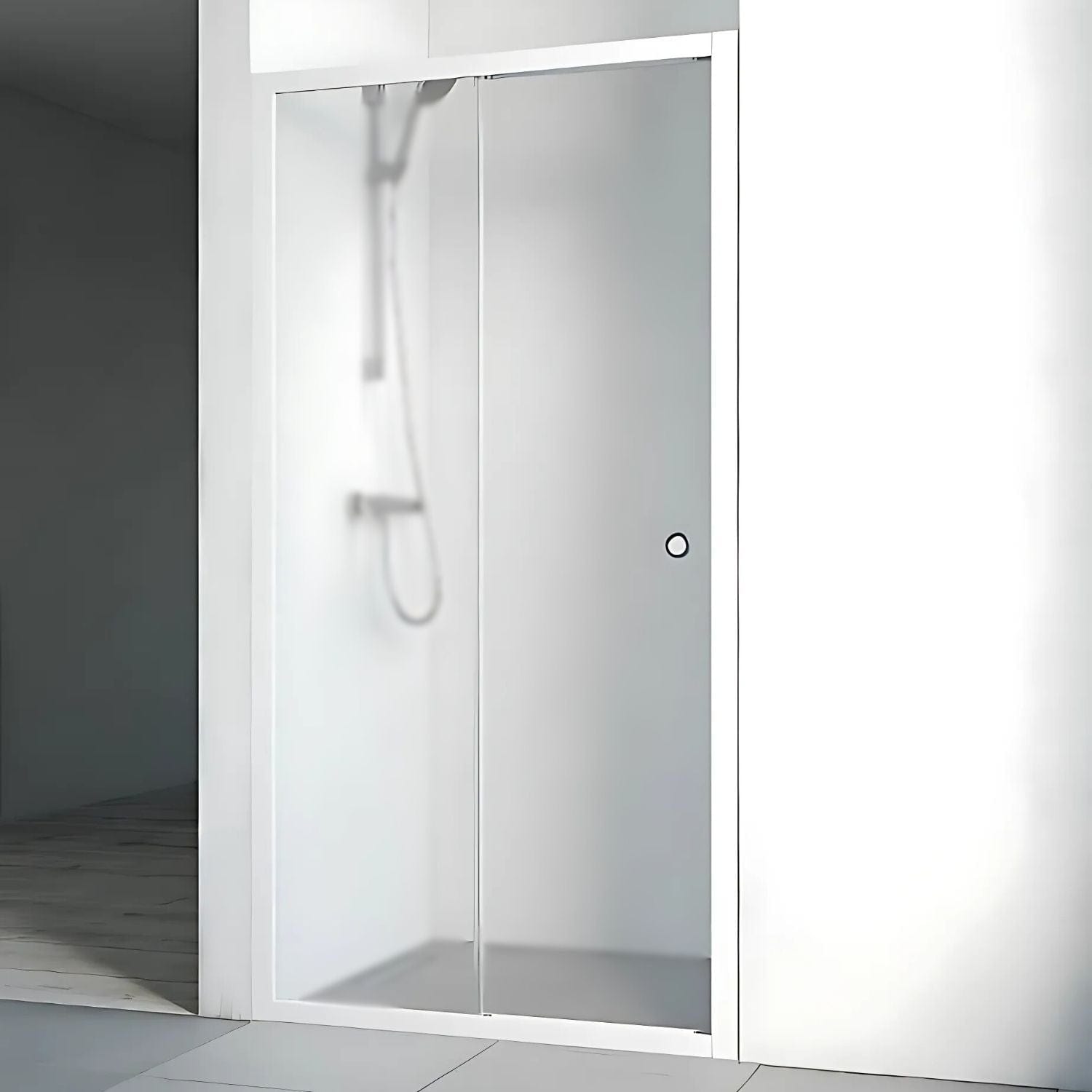 Macro Design FLOW Nisjedusj 2D Hvit matt / 80-85cm / Ice glass Macro Design Dusjnisje GRO-6297092