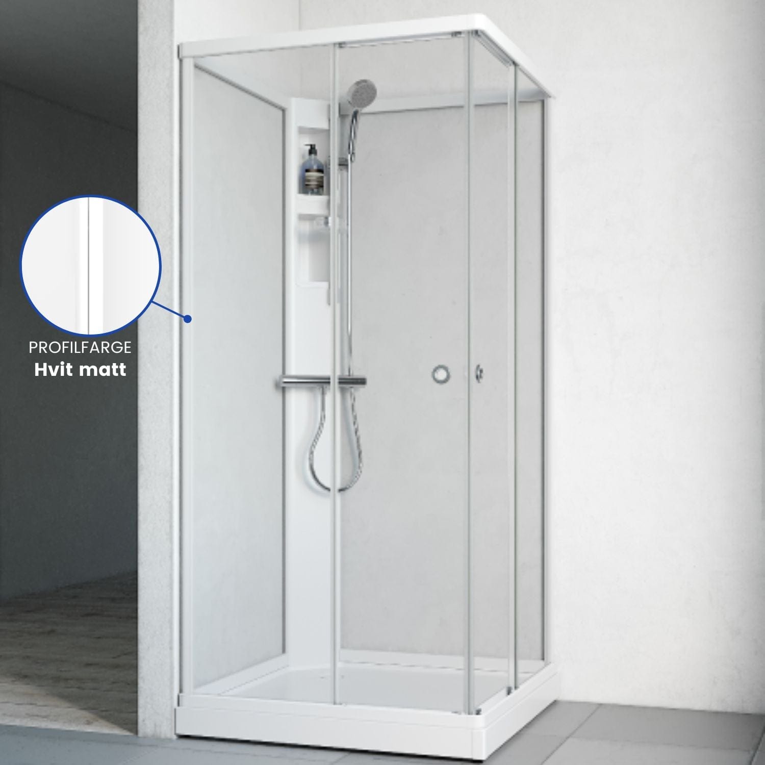 Macro Design FLOW Rett Dusjkabinett Standard Hvit / 81x81cm / Klart glass Macro Design Dusjkabinett BUN-DKFRYB88VKL