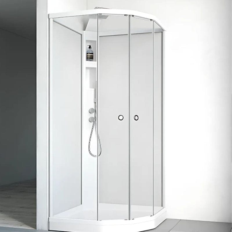 Macro Design FLOW Semi Dusjkabinett Innfelt Blandebatteri Ice Hvit matt / 71x91cm / Hvit Macro Design Dusjkabinett BUN-DKFSIB79VICV