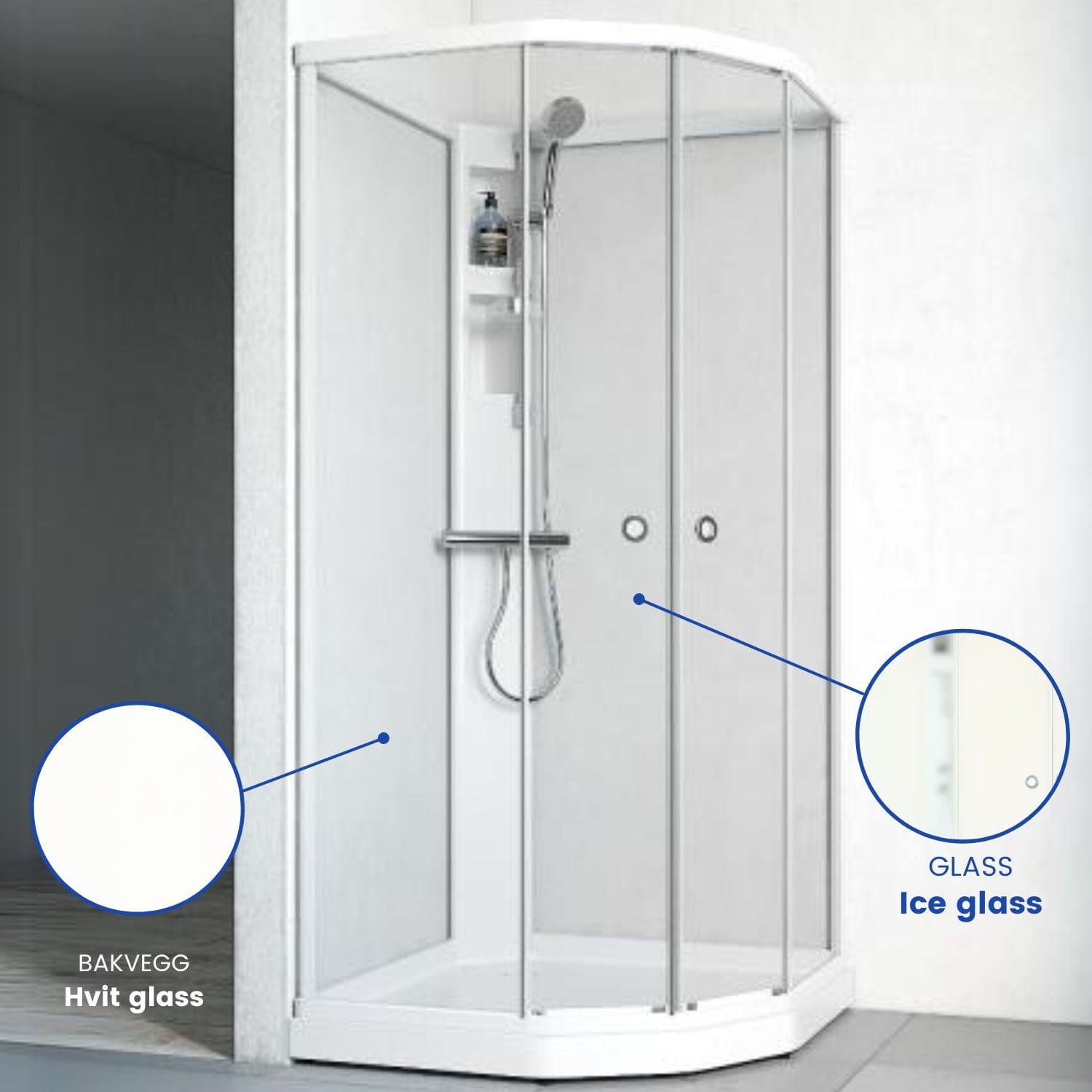 Macro Design FLOW Semi Dusjkabinett Standard Blandebatteri Ice Matt aluminium / 71x91cm / Hvit Macro Design Dusjkabinett BUN-DKFSYB79NICV