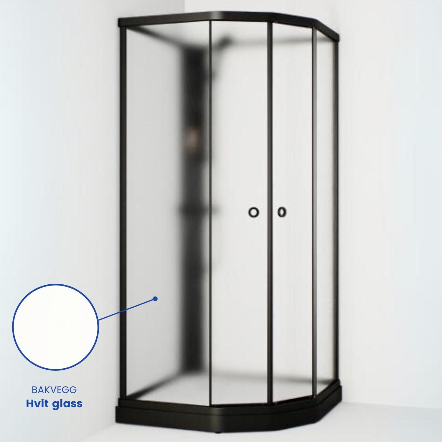 Macro Design FLOW Semi Dusjkabinett Standard Blandebatteri Ice Svart / 71x91cm / Hvit Macro Design Dusjkabinett BUN-DKFSYB79SICV