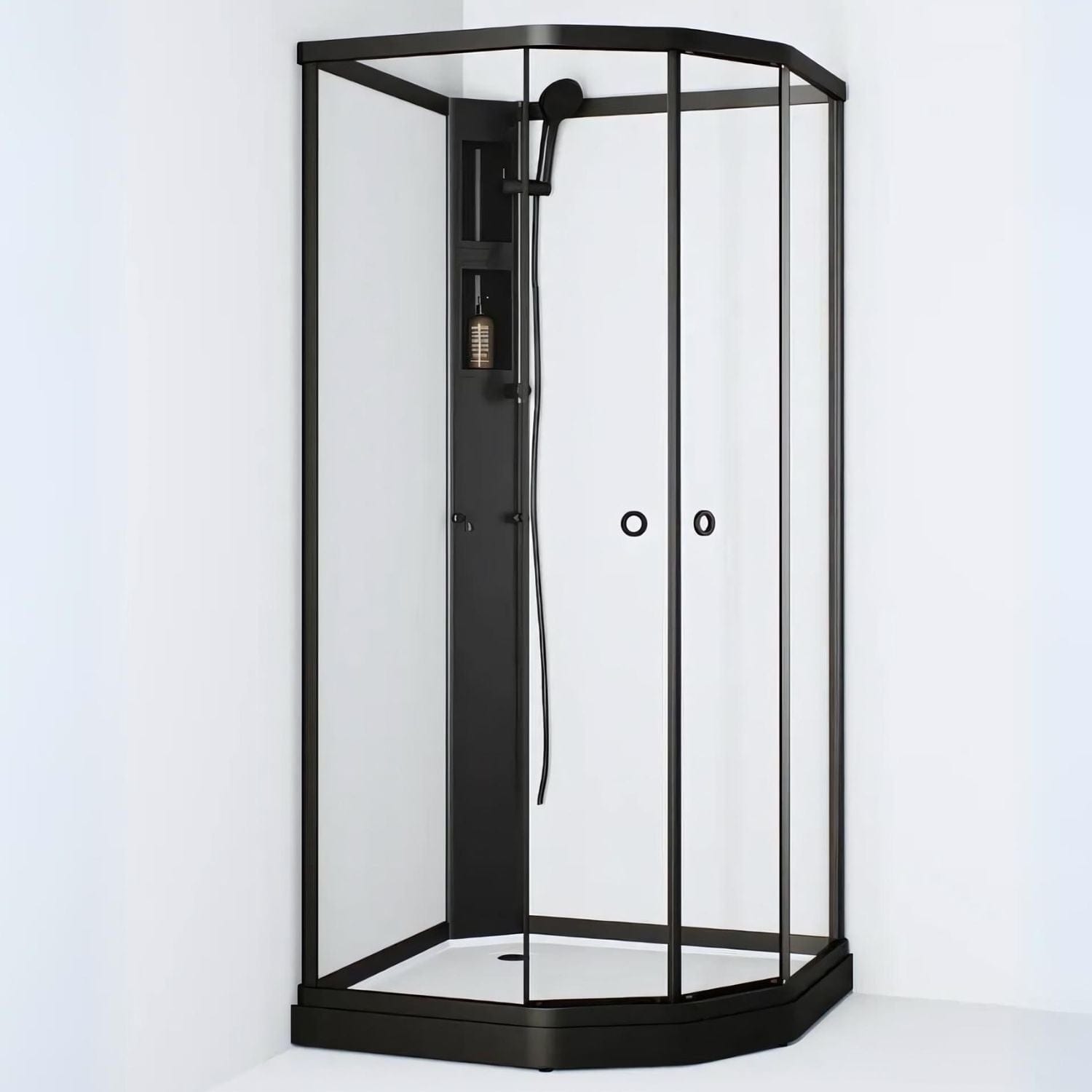 Macro Design FLOW Semi Dusjkabinett Standard Svart / 71x91cm / Hvit Macro Design Dusjkabinett BUN-DKFSUB79SKLV