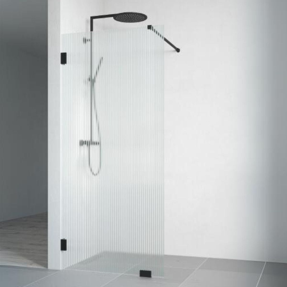 Macro Design Grace Dusj Skjermvegg Fast B70-100cm Briljant linjeglass / Svart matt / 70cm Macro Design Dusjvegg BUN-DSLVMS70LI