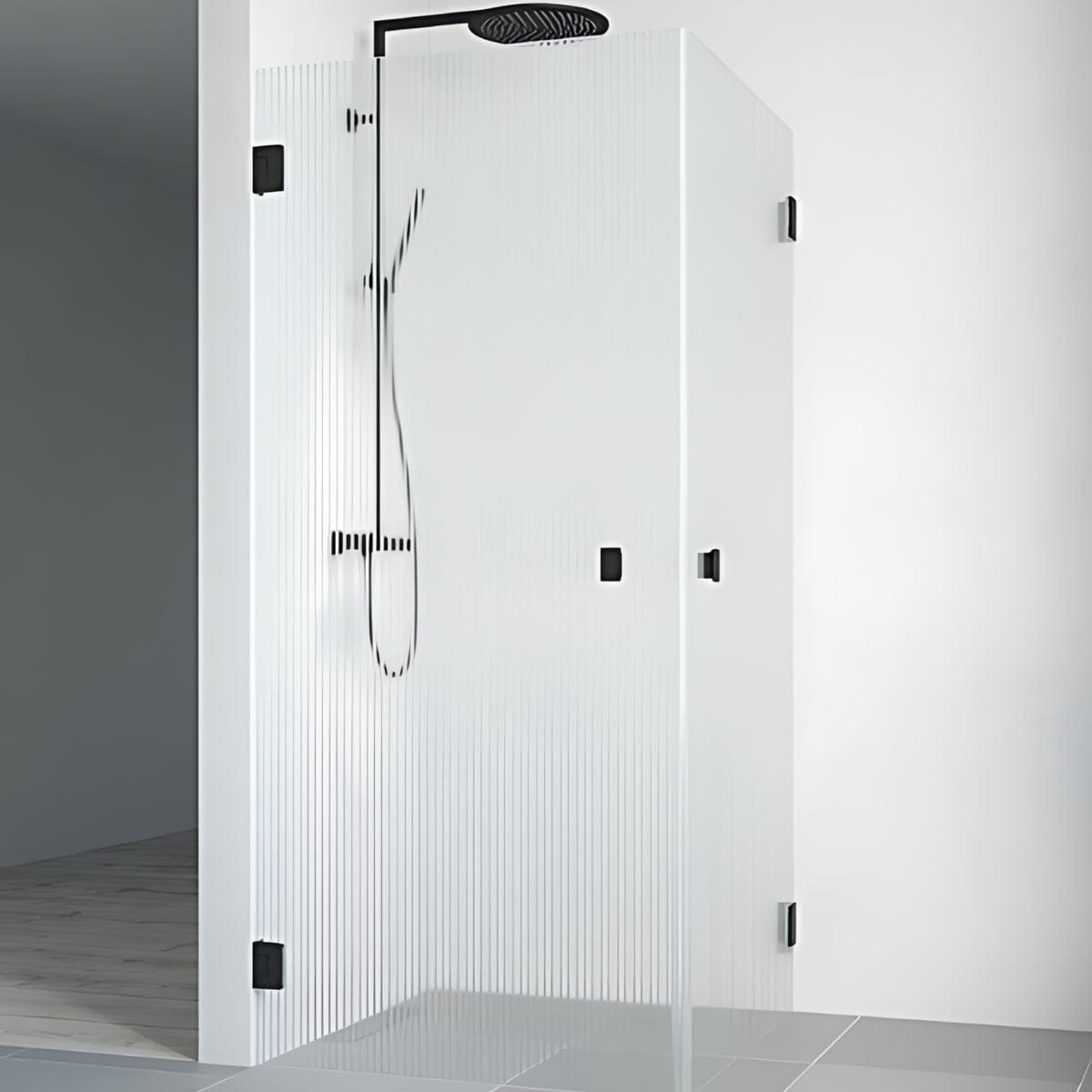 Macro Design Grace Dusjhjørne Rett Svart matt / 70x70cm / Briljant linjeglass Macro Design Dusjhjørne BUN-DSLIMS77LI