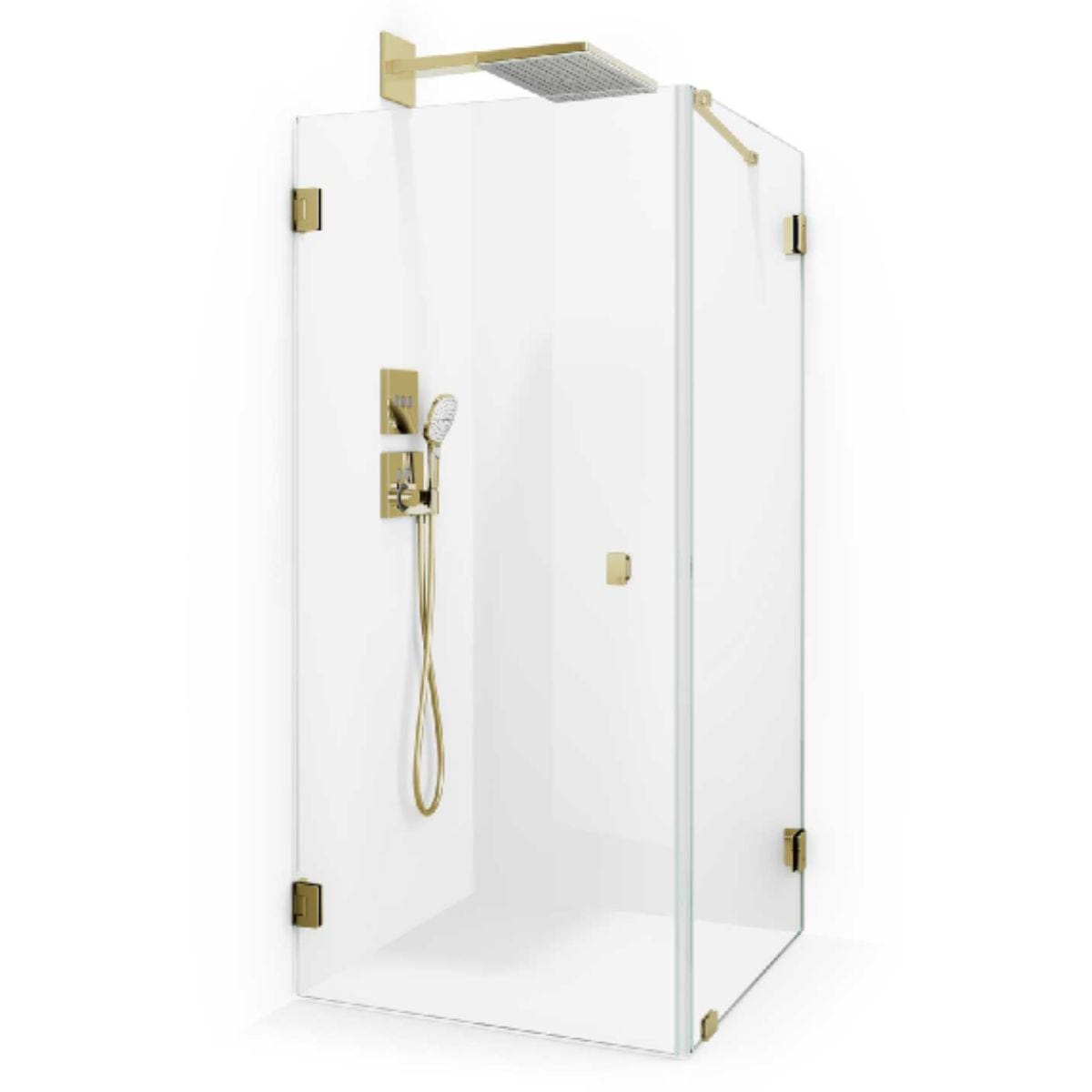 Macro Design Grace Swing Dusjhørne Kombi (dør+vegg) Gull / 70x70cm / Klart glass Macro Design Dusjhjørne BUN-DSLWD77KLF
