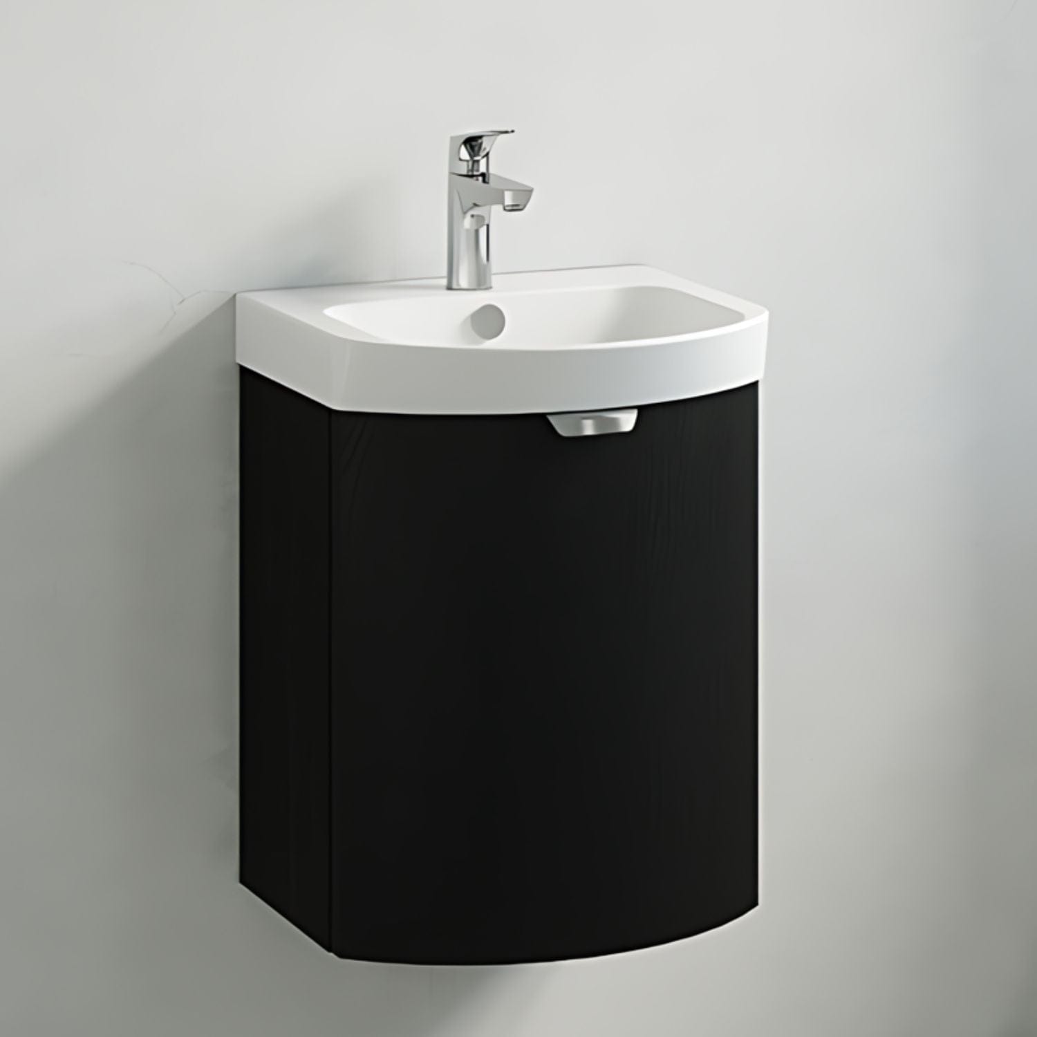 Macro Design HEART 1-dør servantskap med 450 servant Svart / 45cm Macro Design Møbelpakke bad BUN-FHK45SLUH70