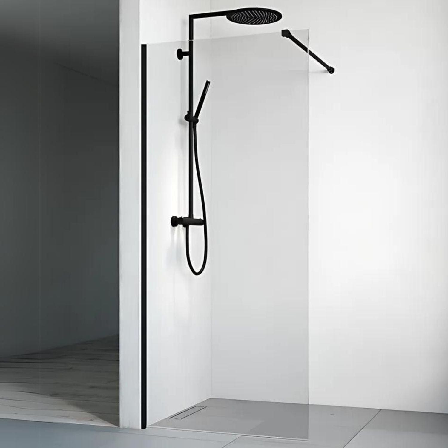 Macro Design SPIRIT Dusj Skjermvegg Fast Svart / 67cm / Klart glass Macro Design Dusjvegg BUN-DSVV67SKL