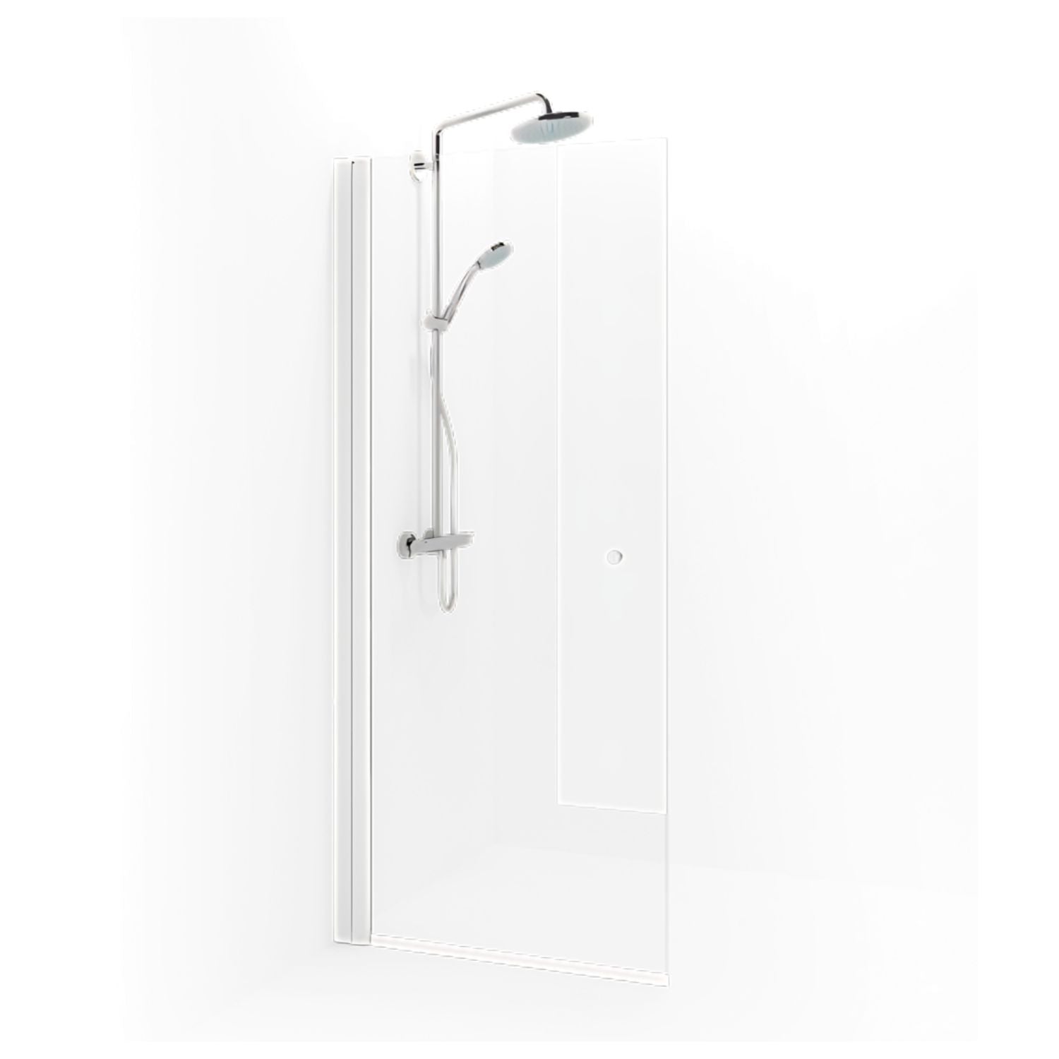 Macro Design SPIRIT Dusjdør Rett - med knott Hvit matt / 67cm / Klart glass Macro Design Dusjdør BUN-DSSKV67KKL
