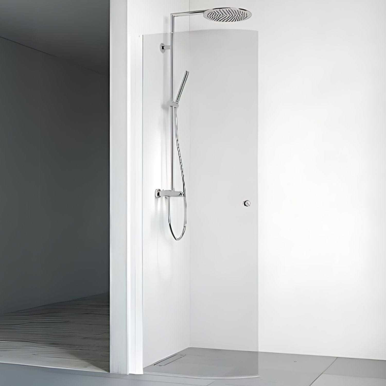 Macro Design SPIRIT Dusjdør Rund Lav Hvit matt / 63cm / Klart glass med knott Macro Design Dusjdør BUN-DFSCV63KKLL