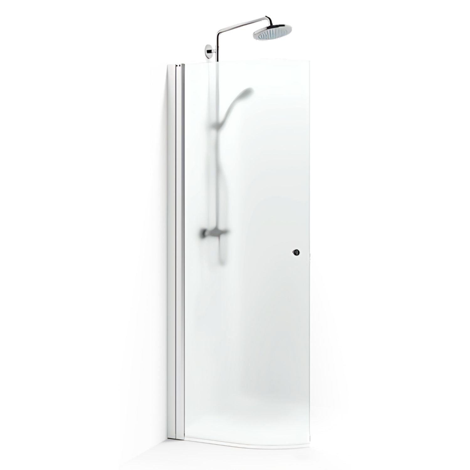 Macro Design SPIRIT Dusjdør Rund - med knott Matt aluminium / 53cm / Ice glass Macro Design Dusjdør BUN-DFSCN53KIC