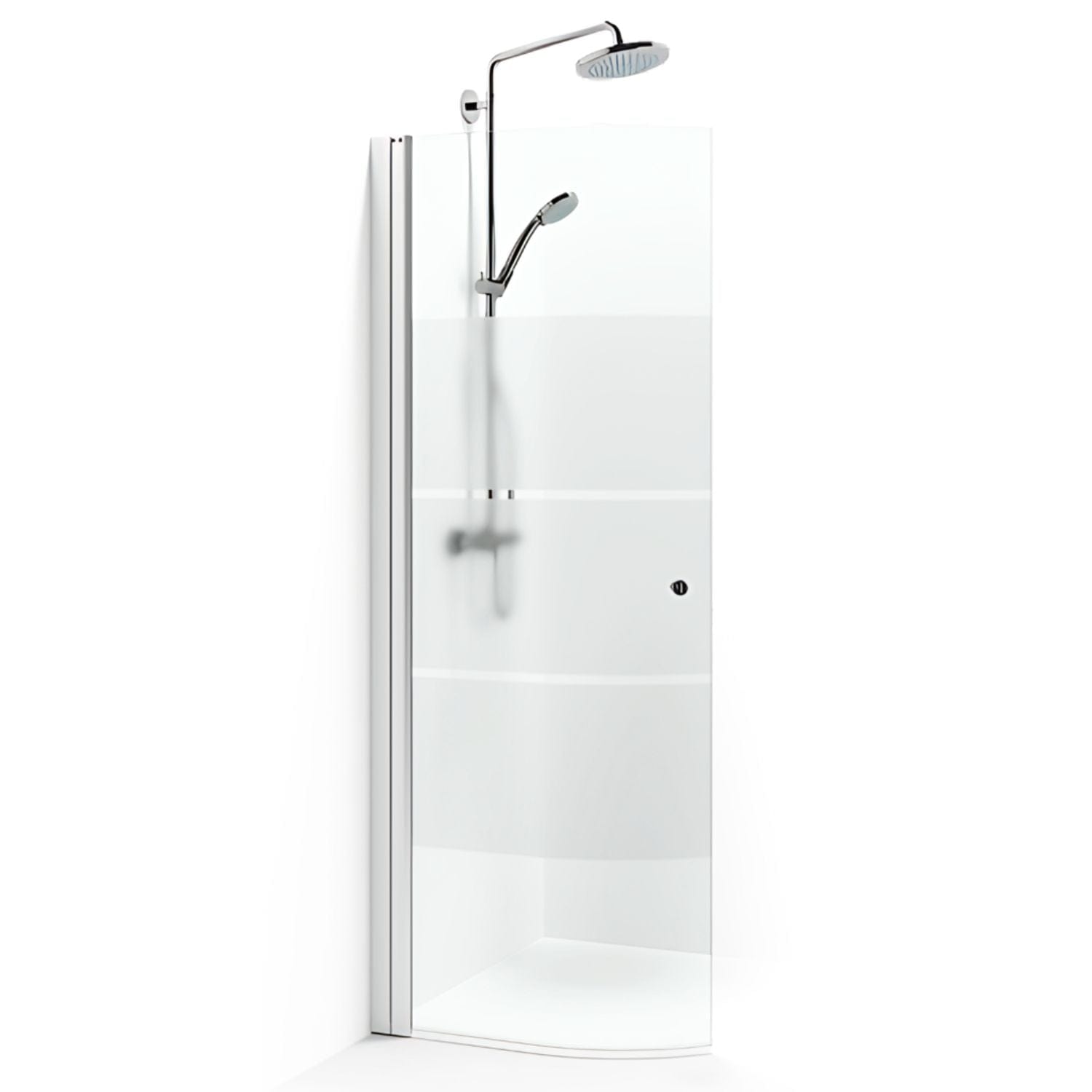 Macro Design SPIRIT Dusjdør Rund - med knott Matt aluminium / 53cm / Screen glass Macro Design Dusjdør BUN-DFSCN53KSC