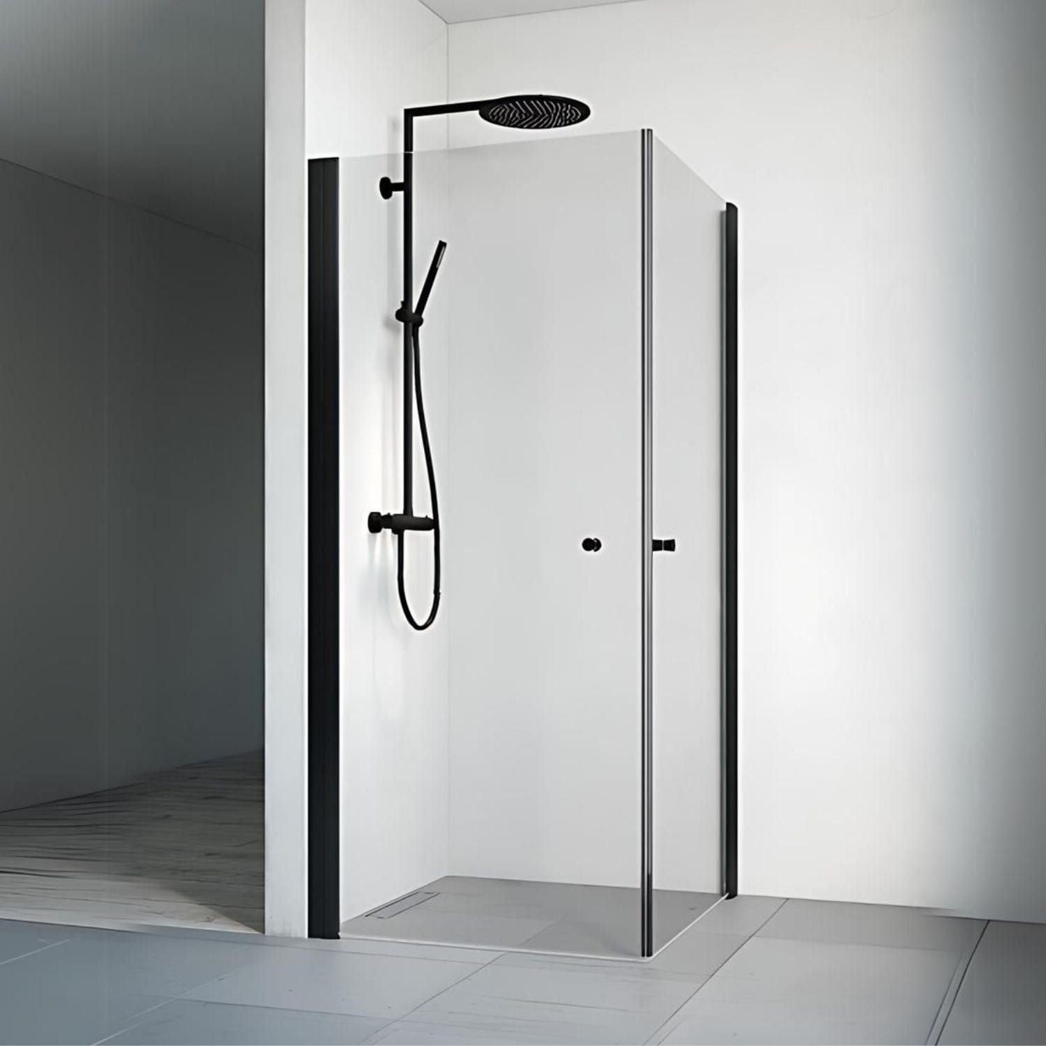 Macro Design SPIRIT Dusjhjørne Rett Lav Svart matt / 80x80cm / Klart glass med knott Macro Design Dusjhjørne BUN-DHSIS808KLL