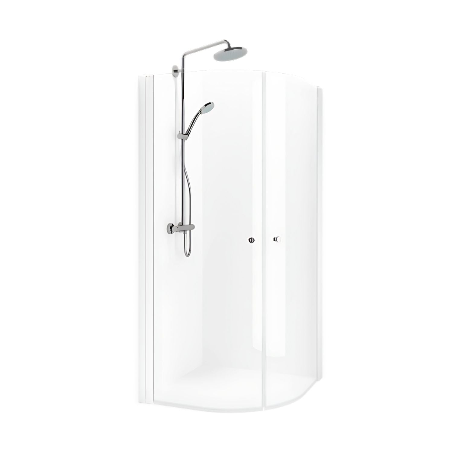 Macro Design SPIRIT Dusjhjørne Rund Klarglass Lav Hvit / 80x80cm / Klart glass med knott Macro Design Dusjdør BUN-DHSCV808KLL