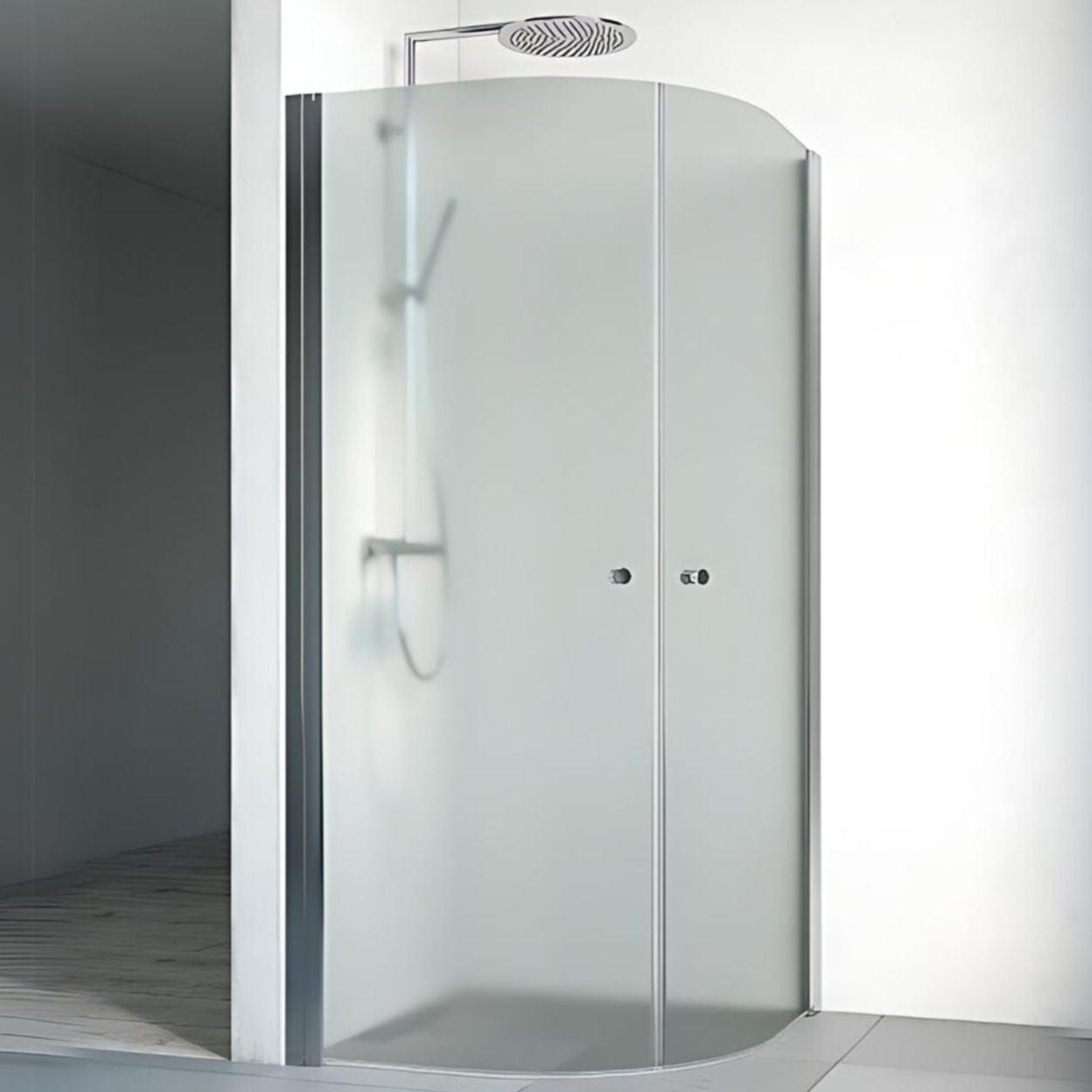 Macro Design SPIRIT Dusjhjørne Rund - med knott Krom / 70x70cm / Ice glass Macro Design Dusjdør BUN-DHSCG707IC