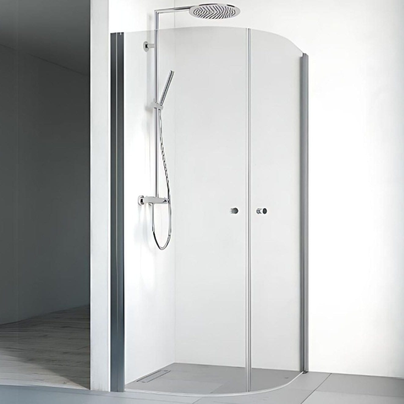 Macro Design SPIRIT Dusjhjørne Rund med knott Krom / 70x70cm / Klart glass Macro Design Dusjhjørne BUN-DHSCG707KL