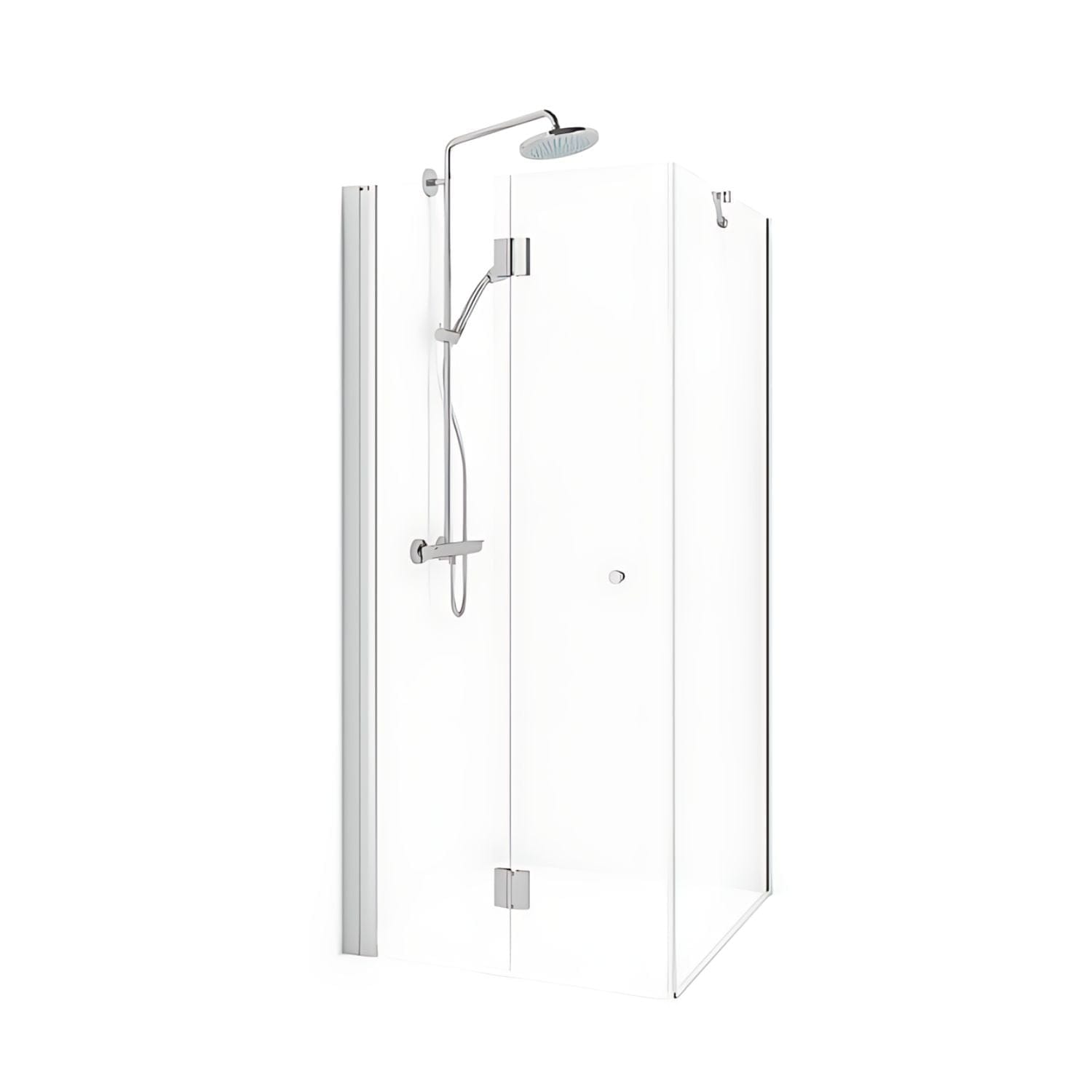Macro Design SPIRIT Dusjhjørne Vik Swing - med knott Matt aluminium / 100x100cm / Klart glass Macro Design Dusjhjørne BUN-DSVSV110NKL