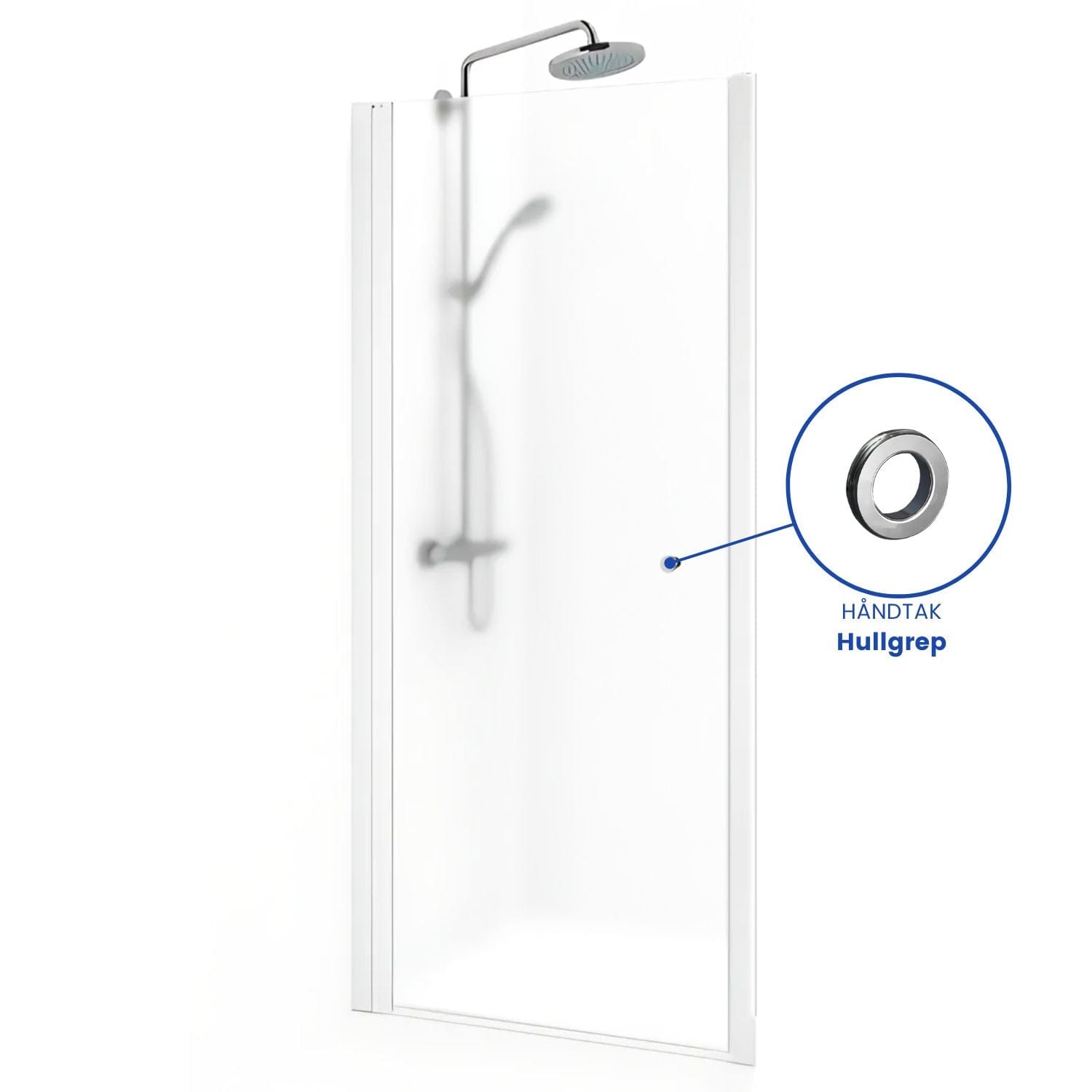 Macro Design SPIRIT Nisjedusj Hvit matt / 59-62.5cm / Ice glass med hullgrep Macro Design Dusjnisje BUN-DSNV59GIC